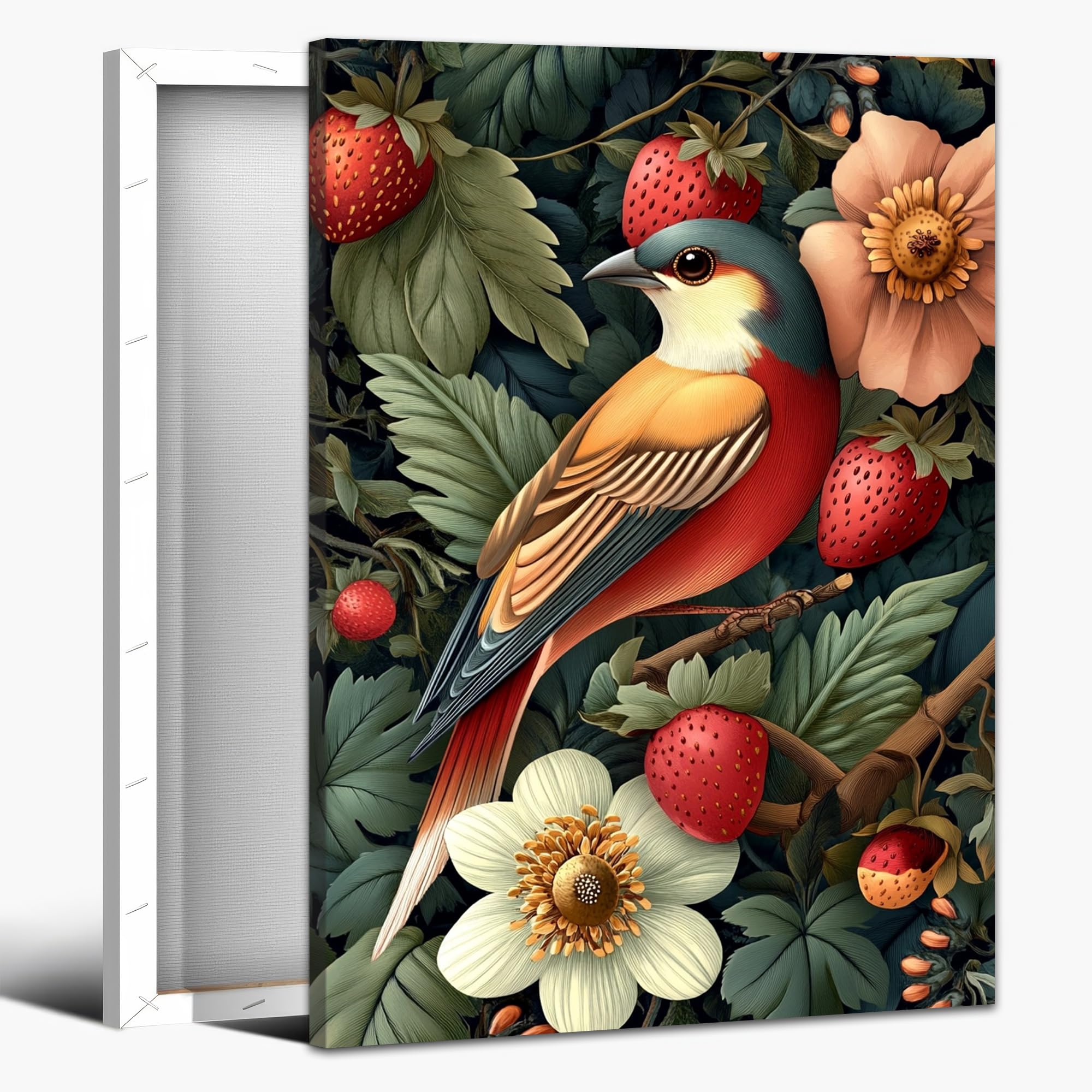 ANRUOXI William Morris Wall Art, William Morris Prints Floral Canvas Wall Art Vintage, Floral Bird Pictures for Bedroom, Vintage Bird Botanical Prints