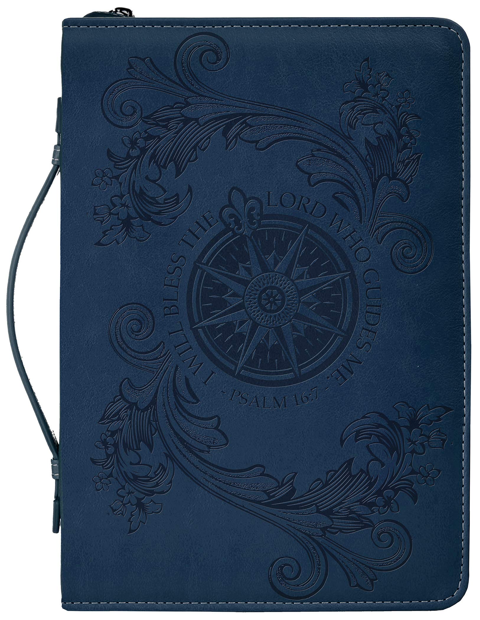 Divinity BoutiqueBless The Lord Flying Compass Rose Navy Blue X-Large Faux Leather Bible Cover