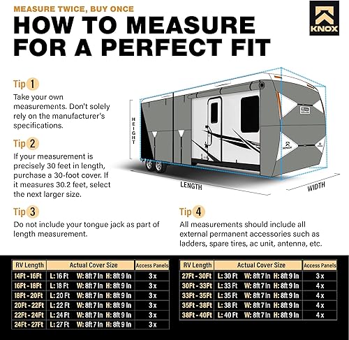 Miniatura 5 de KNOX Funda para remolque de viaje de 3 generación, tela APEX de 7 capas antidesgarros, se adapta a la cubierta de autocaravana, cubierta de