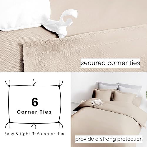 Miniatura 4 de Mohap Juego de funda de edredón con cierre de cremallera, 4 lazos en las esquinas, 2 piezas, ligero, transpirable, tamaño individual, rosa