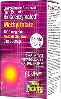 Natural Factors Methylfolate 1000 mcg + Methylcobalamin B12 50 mcg, 60 Tablets