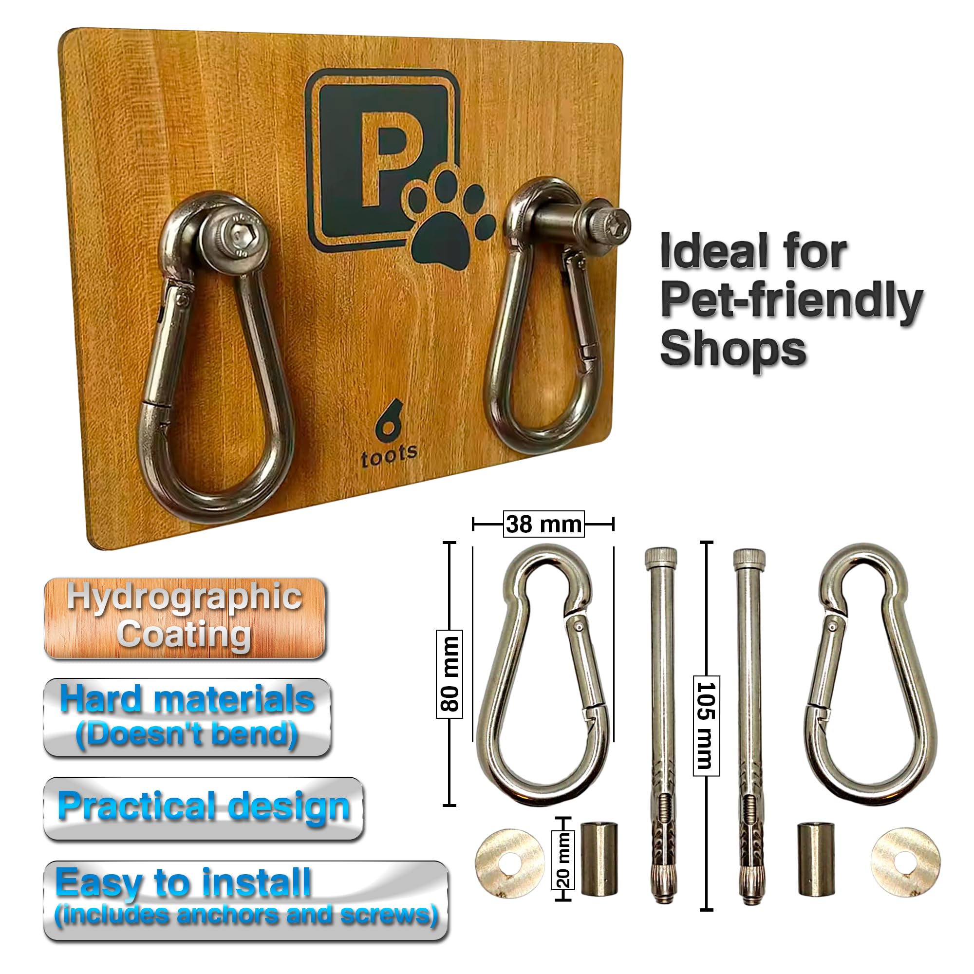 toots, Stainless Steel Dog Park Wall (15 x 20) with Pet Parking Sign for Store Entrance Wooden Decoration - Image 2