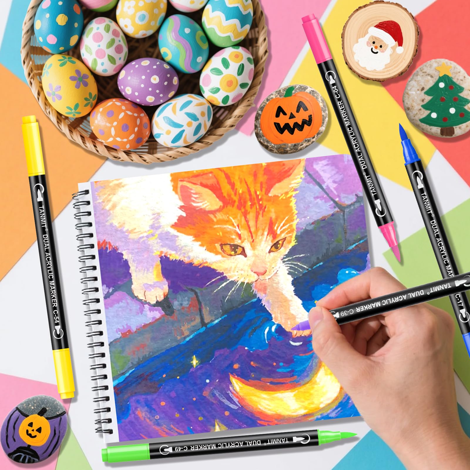 Guangna 360 Acrylic Paint Markers, Brush Tip Acrylic Paint Pens, Quick-Drying Waterproof Ink, For Rock Painting Plastic Wood Canvas Glass Ceramic Metal Art Crafts Supplies Gift - Color 360 Colors | Guatemala - View #2