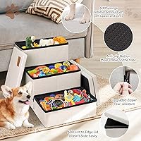 Vista 6 de Dog Stairs with Storage 18" H, 3-Step Wider Dog Steps for Small/Medium/Large Old Dogs Cats, Folding Sturdy Pet Stairs Climbing Bed or Couch, Ramp