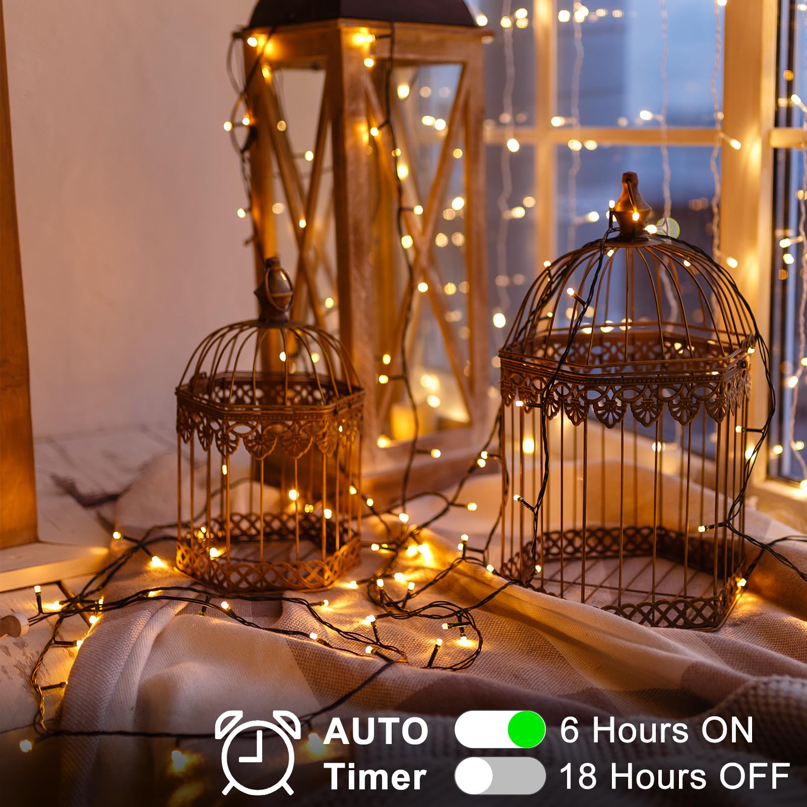 ZAIYW Lot De 4 Guirlandes Lumineuses De Noël à Piles, 7 M, 70 LED, Fil Vert