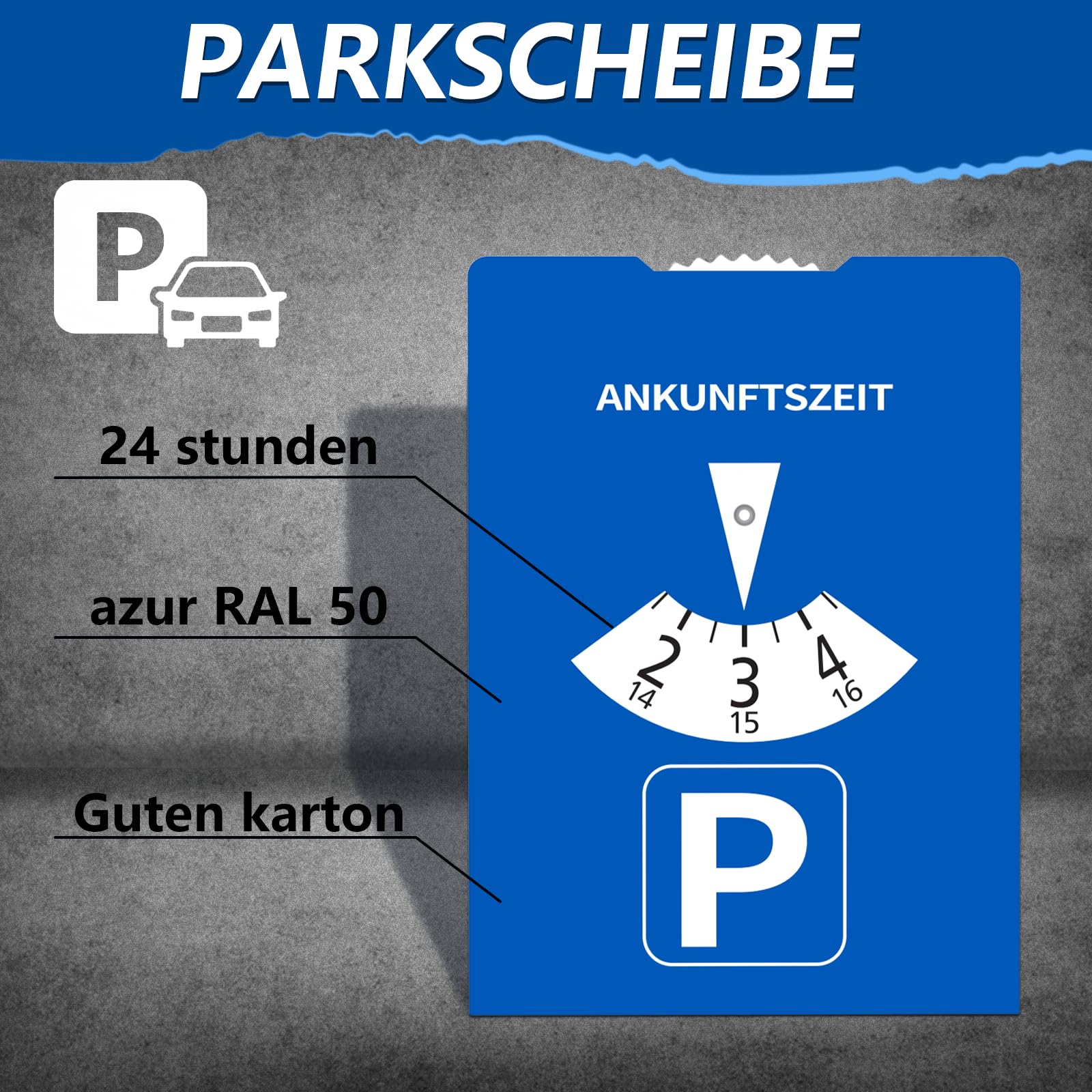 kinoco Parkscheibe aus Pappe, StVO-konform, 11x15 cm - Umweltfreundlich & strapazierfähig für Auto, LKW, Wohnmobile