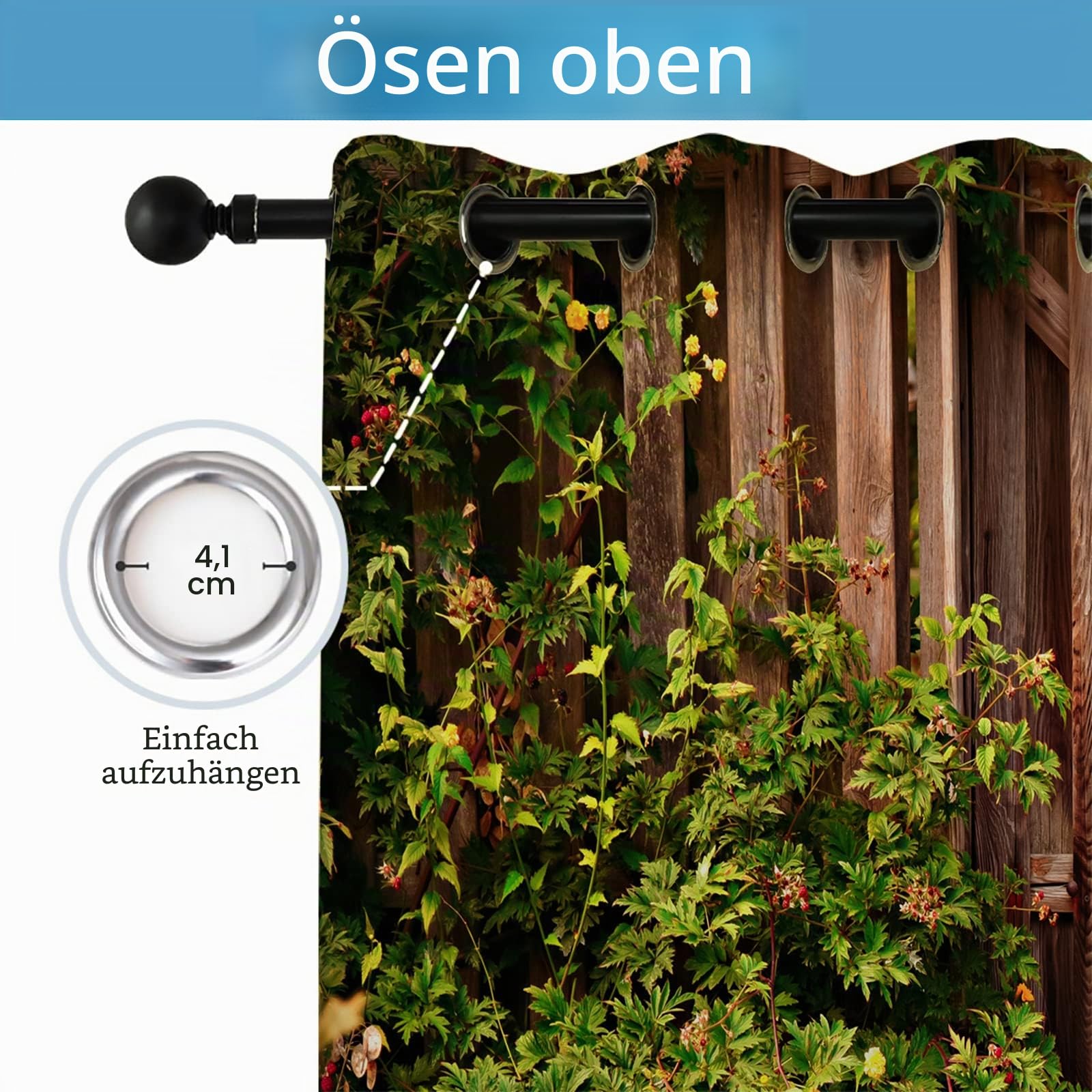 Outdoor Vorhang Wetterfest, Verdunkelungsvorhang Sonnenschutz Sichtschutz Vorhänge für Garten Terrasse Balkon Pavillon Pergola, 2 Stück 132 x 213 cm, 3D Gartentor