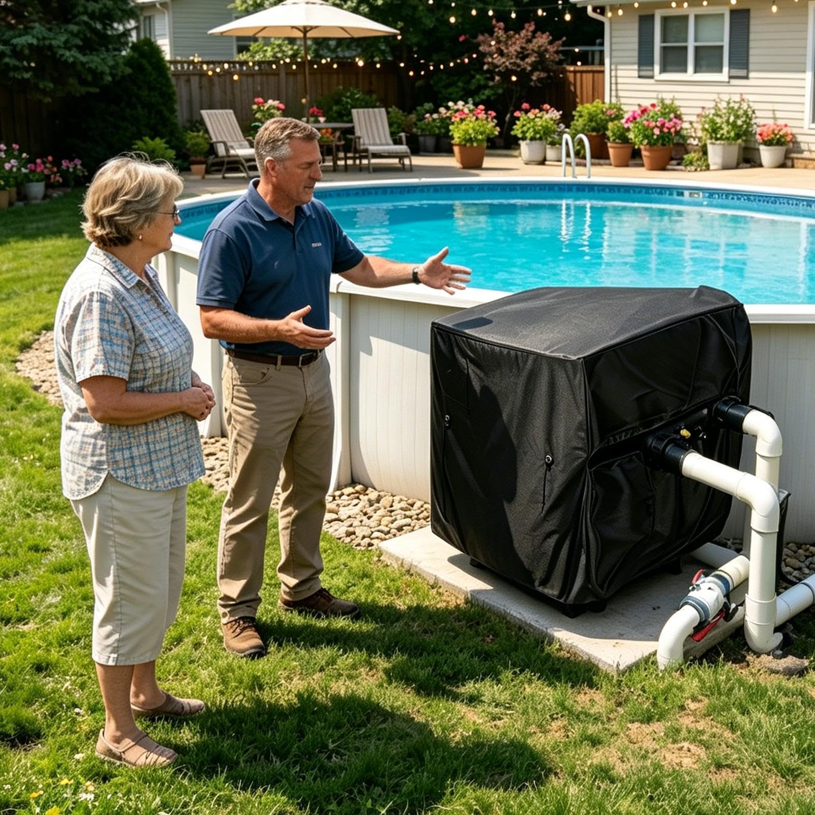 Cubierta para bomba de calor para piscina, resistente a los rayos UV, tela