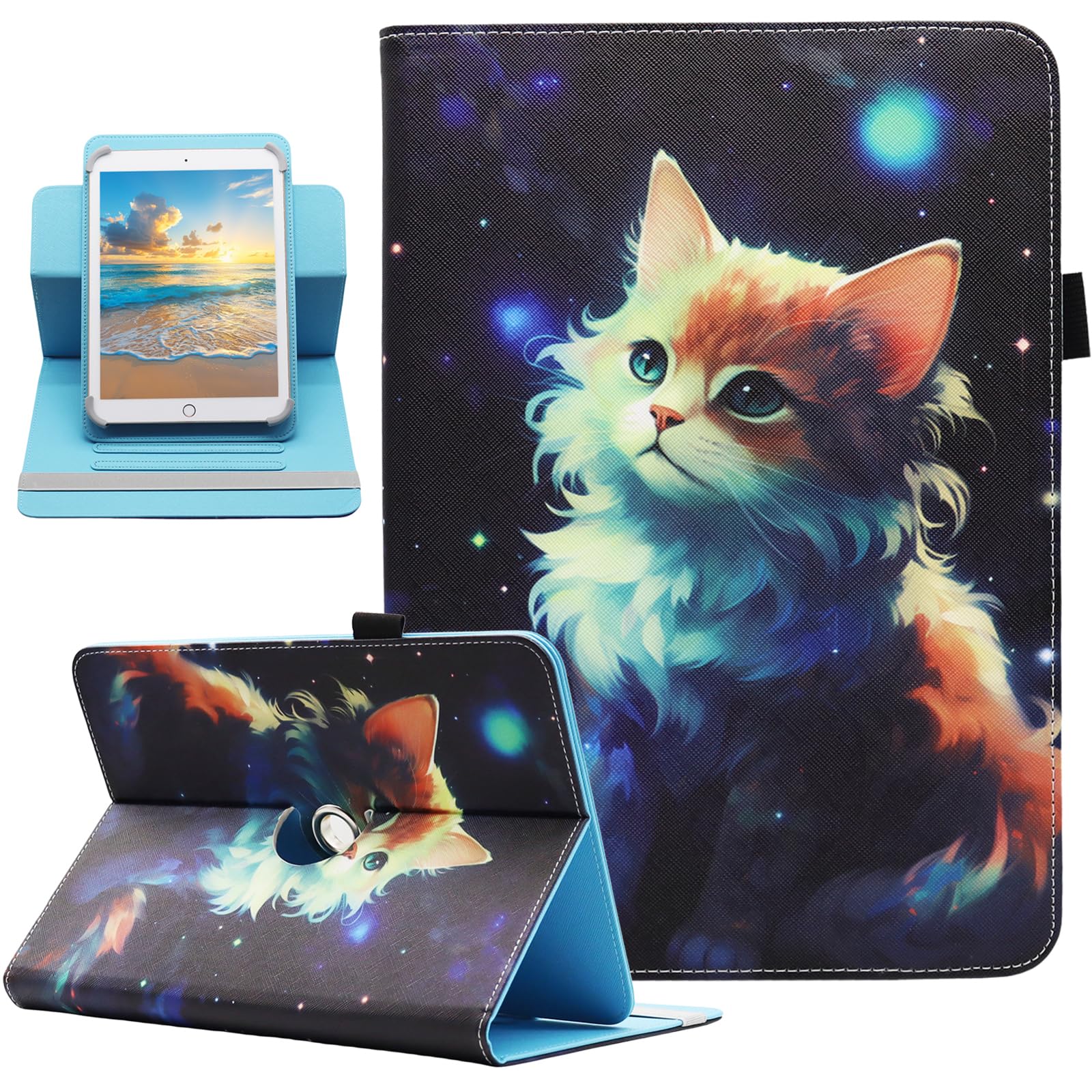 Universal 7 8 Inch Android Tablet Case, Dluggs PU Leather 360 Degree Rotating Multi-Angle Viewing Stand Case Cover for 7.0 8.0 and All 7.0-8.5 Inch