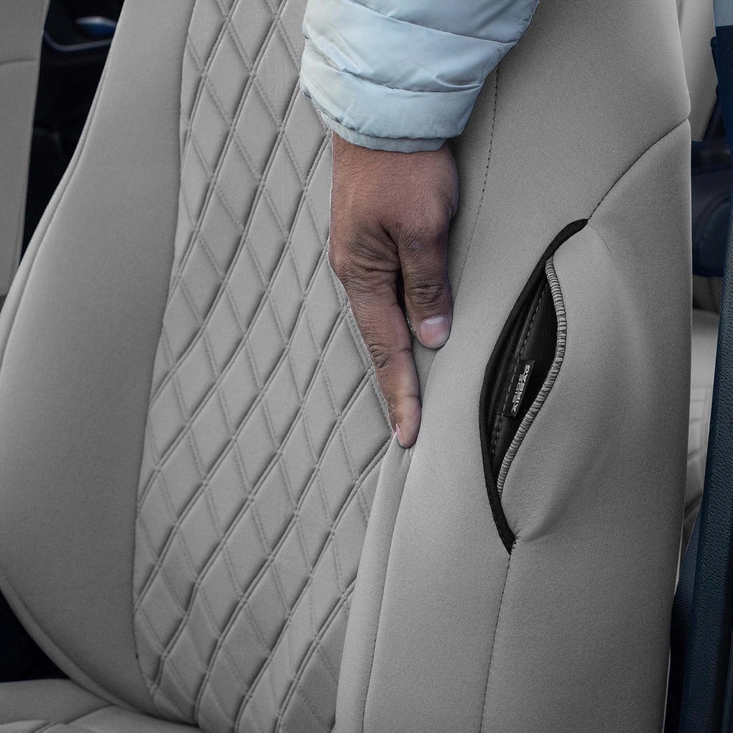 FH Group Custom Fit Car Seat Covers Specifically Made for 2017-2022 Honda CR-V LX EX EX-L - Water Resistant Ultaflex Neoprene, Front Set Solid Gray, Automotive Seat Cover