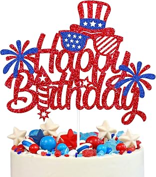 Independence Day Birthday Cake Decoration 4th of July Independence Day Patriotic National Day Theme for Kids Boy Girl Men Women Happy Birthday Party Supplies