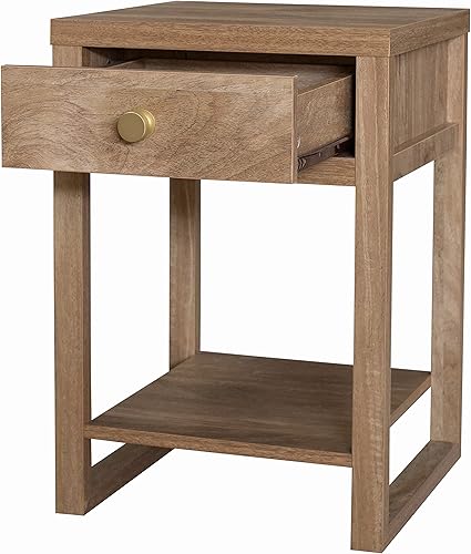 Miniatura 11 de Decor Therapy Hadley - Mesa decorativa con cajón lateral de almacenamiento de 23 pulgadas, nogal Nuez,Madera natural