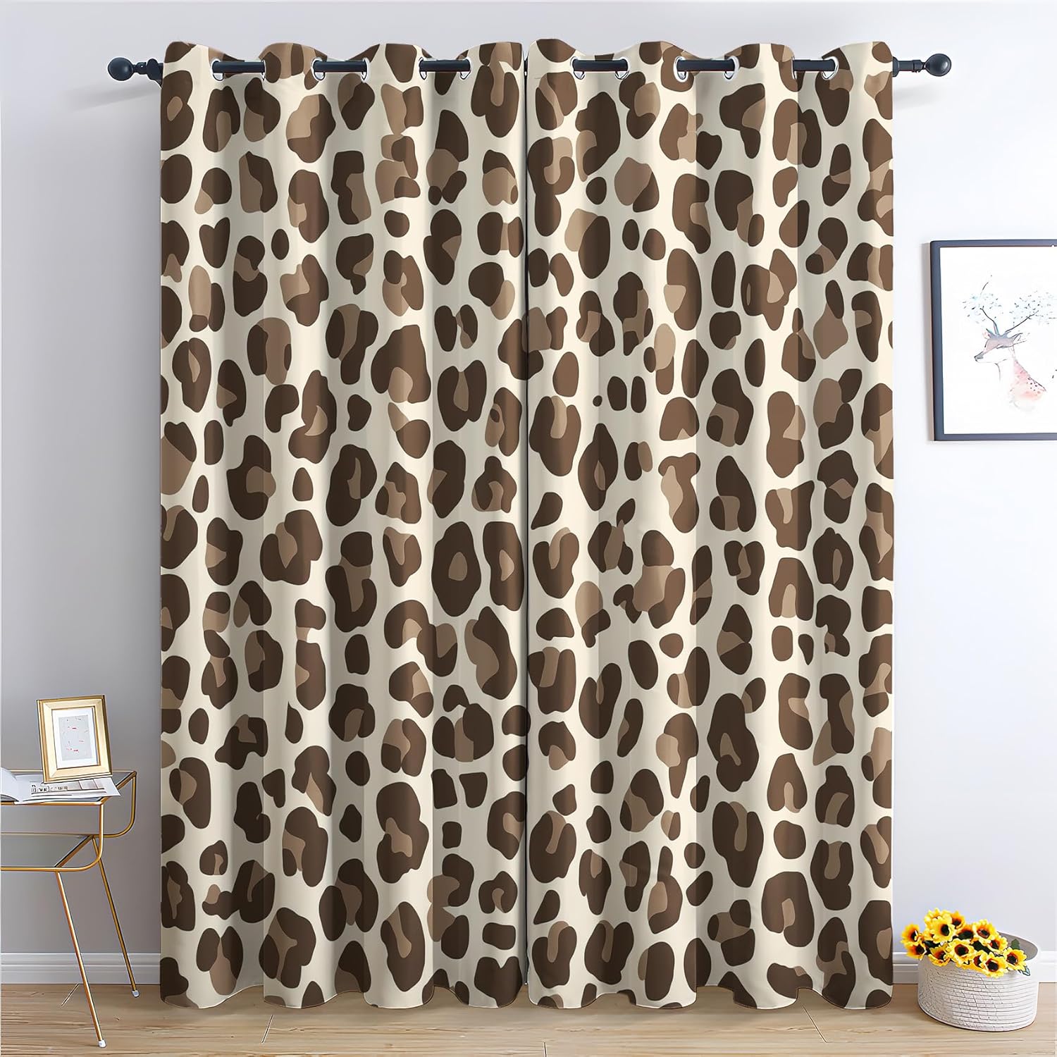 Zebra Print Blackout Curtains for Bedroom Living Room, Thermal Insulated Room Darkening Grommet Drapes, Black and White Animal Print Window Treatments, 63 Inch Drapes 2 Panel Set
