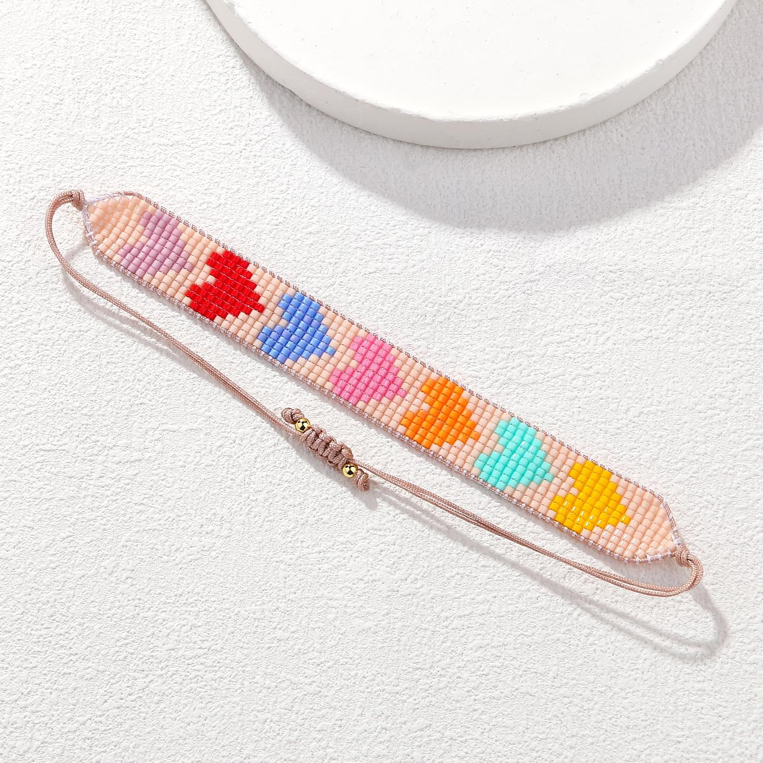 KELITCH Women Friendship Bracelets Wax Rope Bracelets Handmade Multi-Pattern Pearl Bracelets