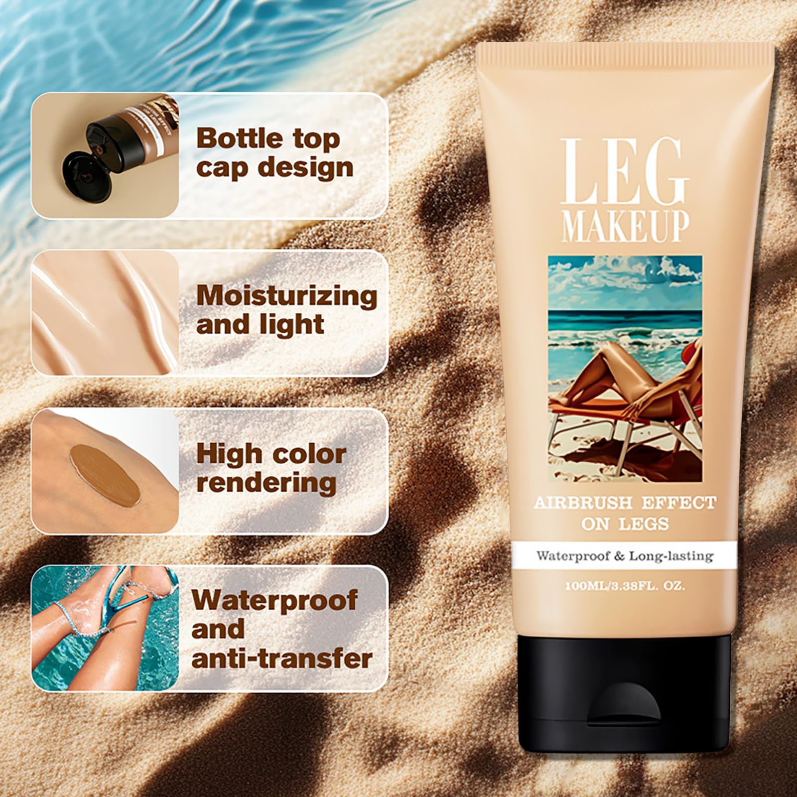 Leg Makeup Full Coverage Waterproof For Mature Skin Smooth Tone Body Make Up No Transfer Leg Makeup To Cover Veins Concealer Long Lasting Legs And Body Flaw Cover Up 01 - Image 4