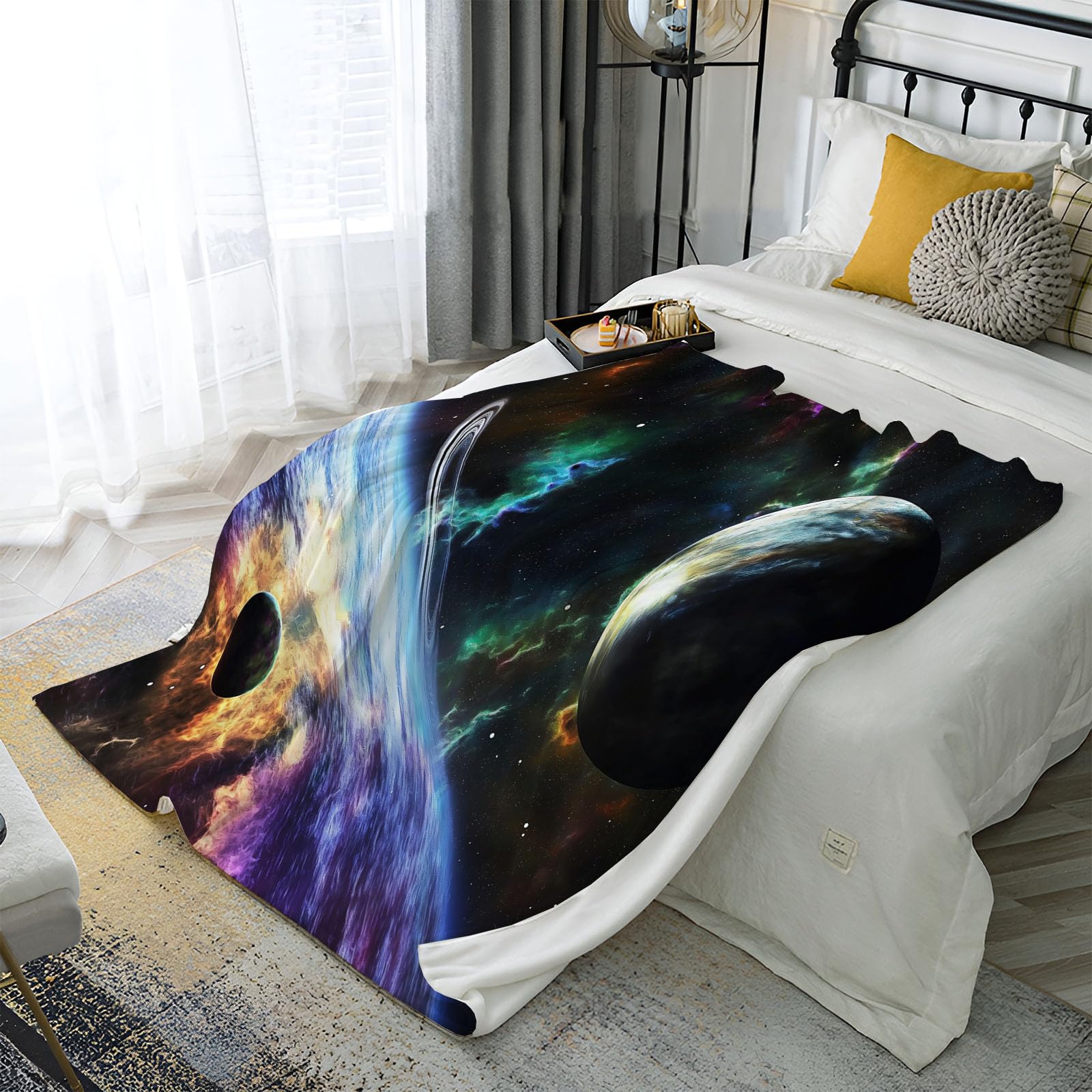 Couverture pour enfant nébuleuse vert foncé 130x150cm pour lit et canapé