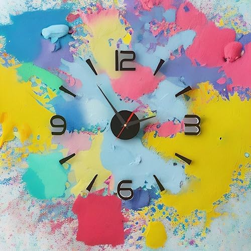 Miniatura 9 de Reloj de pared 3D DIY, reloj de pared sin marco, moderno espejo 3D, decoración de pared de sala de estar, estilo europeo, reloj de pared negro