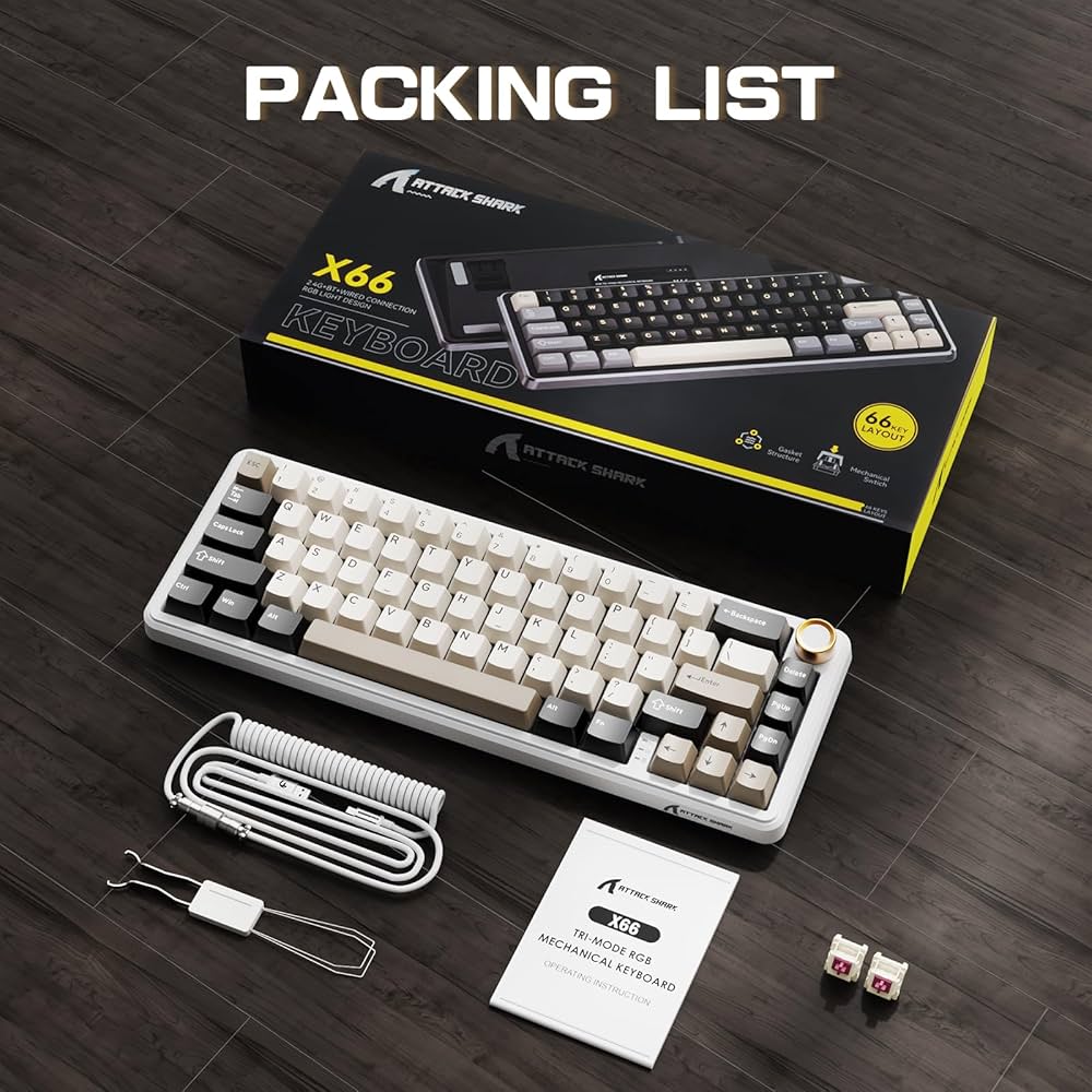attack shark キーボード　x66 X66 Wireless Keyboard with Gasket Mount & RGB