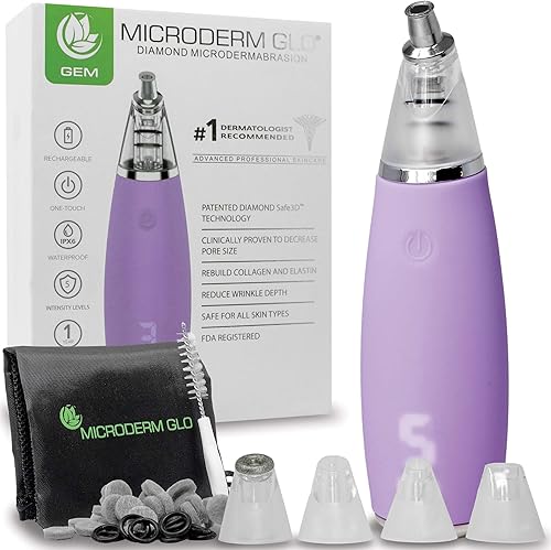 Microderm GLO GEM Diamond - Herramienta de microdermoabrasión y succión – Removedor de puntos negros Máquina de tratamiento facial avanzado al vacío