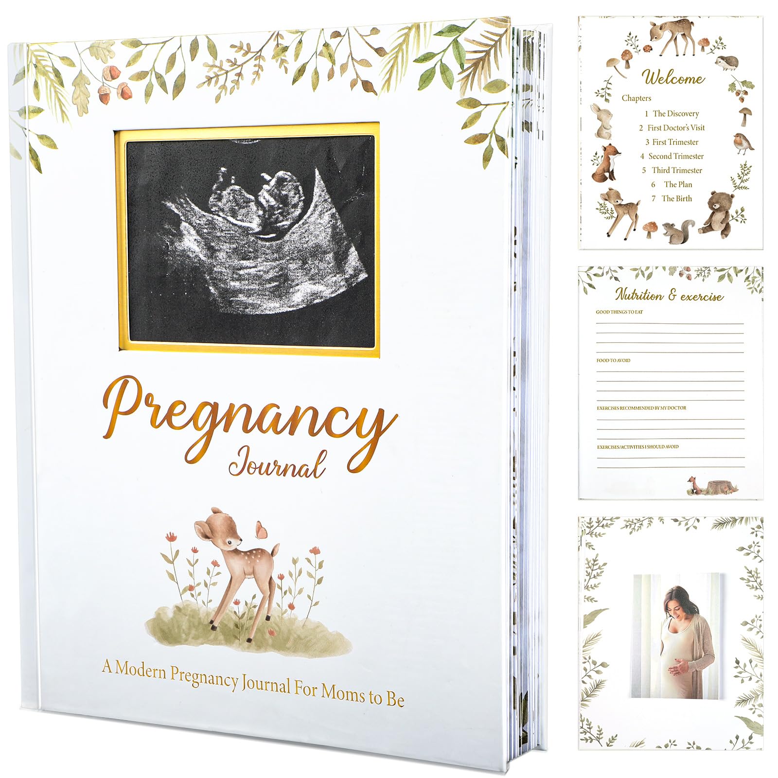 ojustbeok Pregnancy Journal Memory Book for Expecting Mom 7 Chapters Pregnancy Scrapbook Photo Album Keepsake Book for Mom to be Baby Memory Diary Journal for First Time Gifts