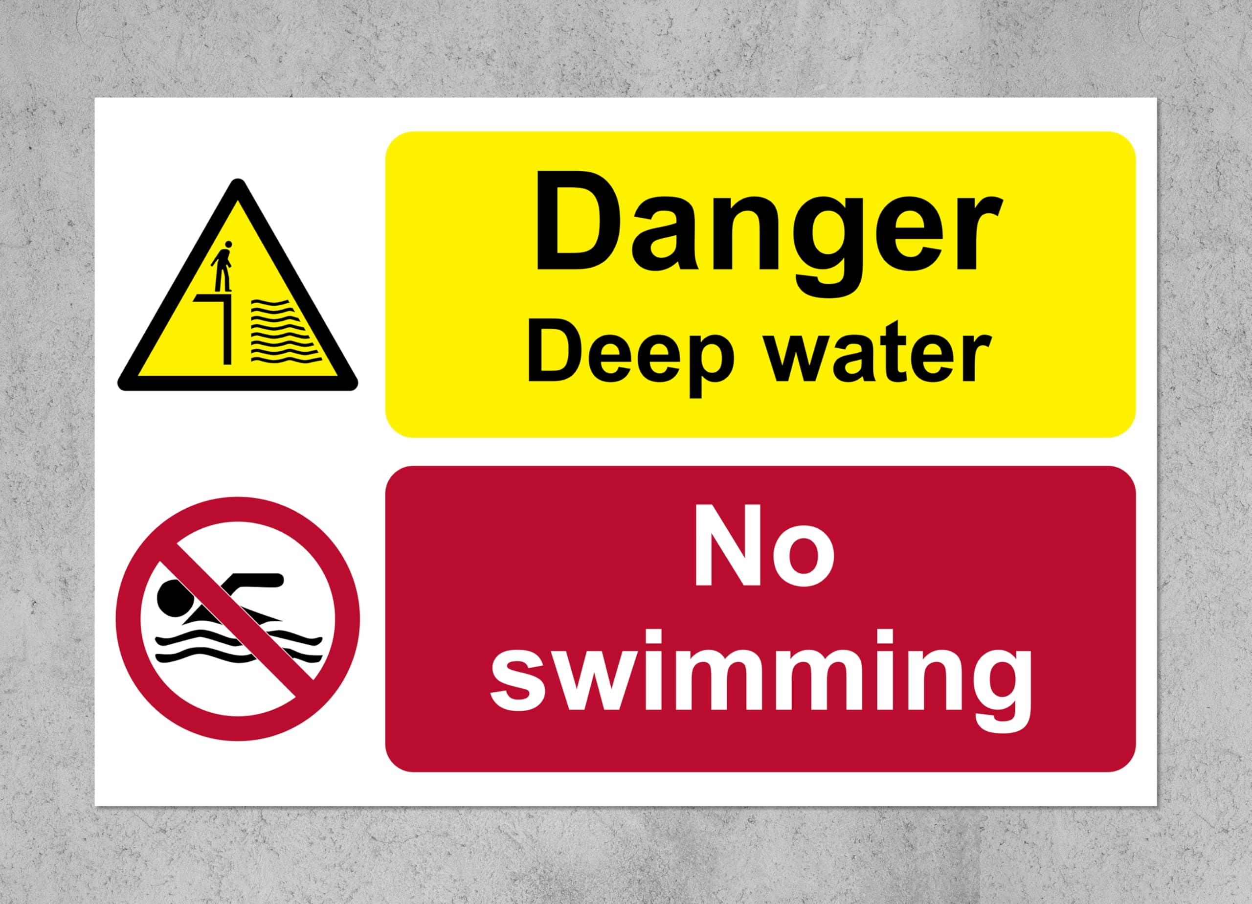 Danger deep water no swimming Safety sign - 1mm Plastic sign (400mm x 300mm)