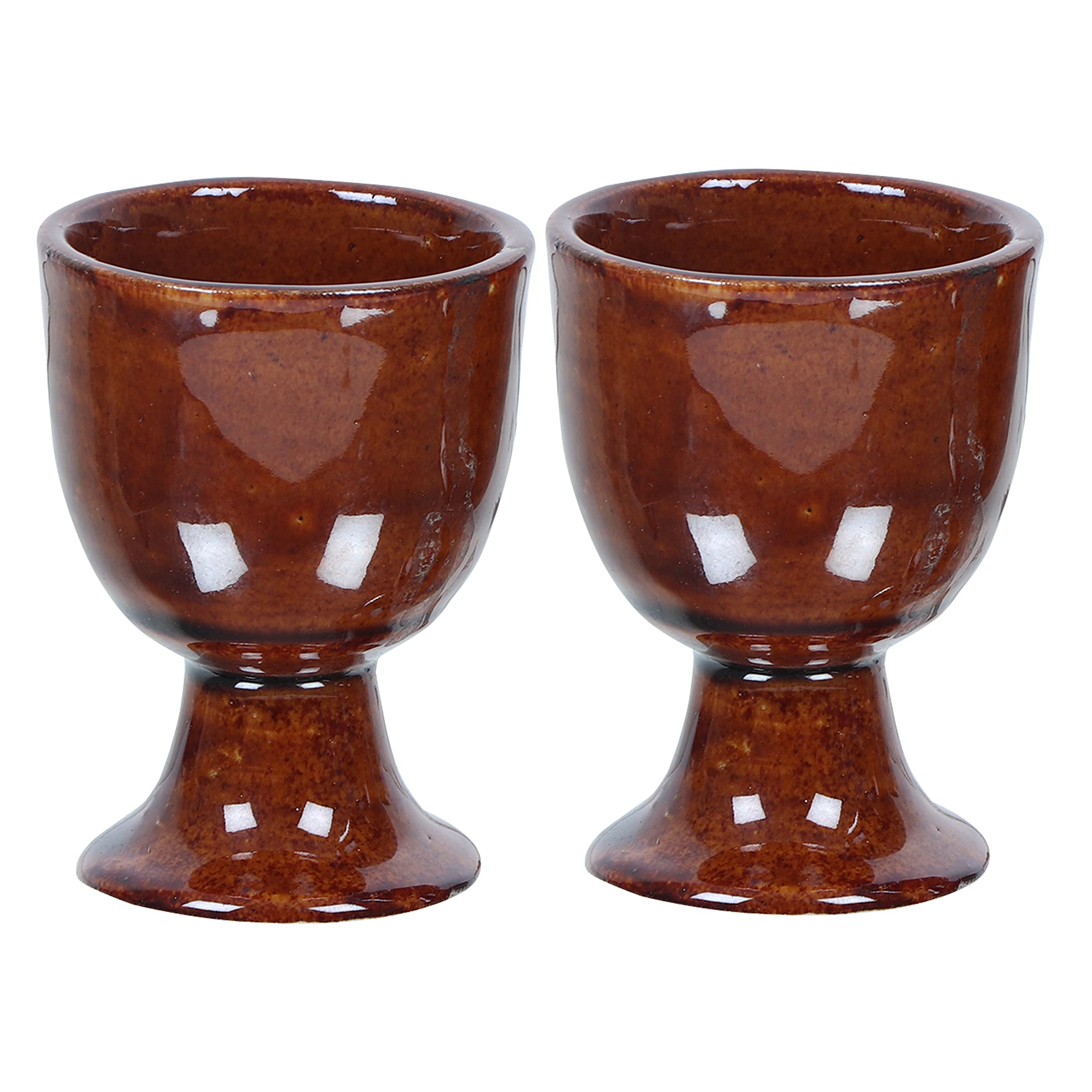 Soft Boiled Egg Holder | Ceramic Egg Cup Set | Ceramic Egg Holder Pottery Housewarming Gift Set of 2 (Brown) 1