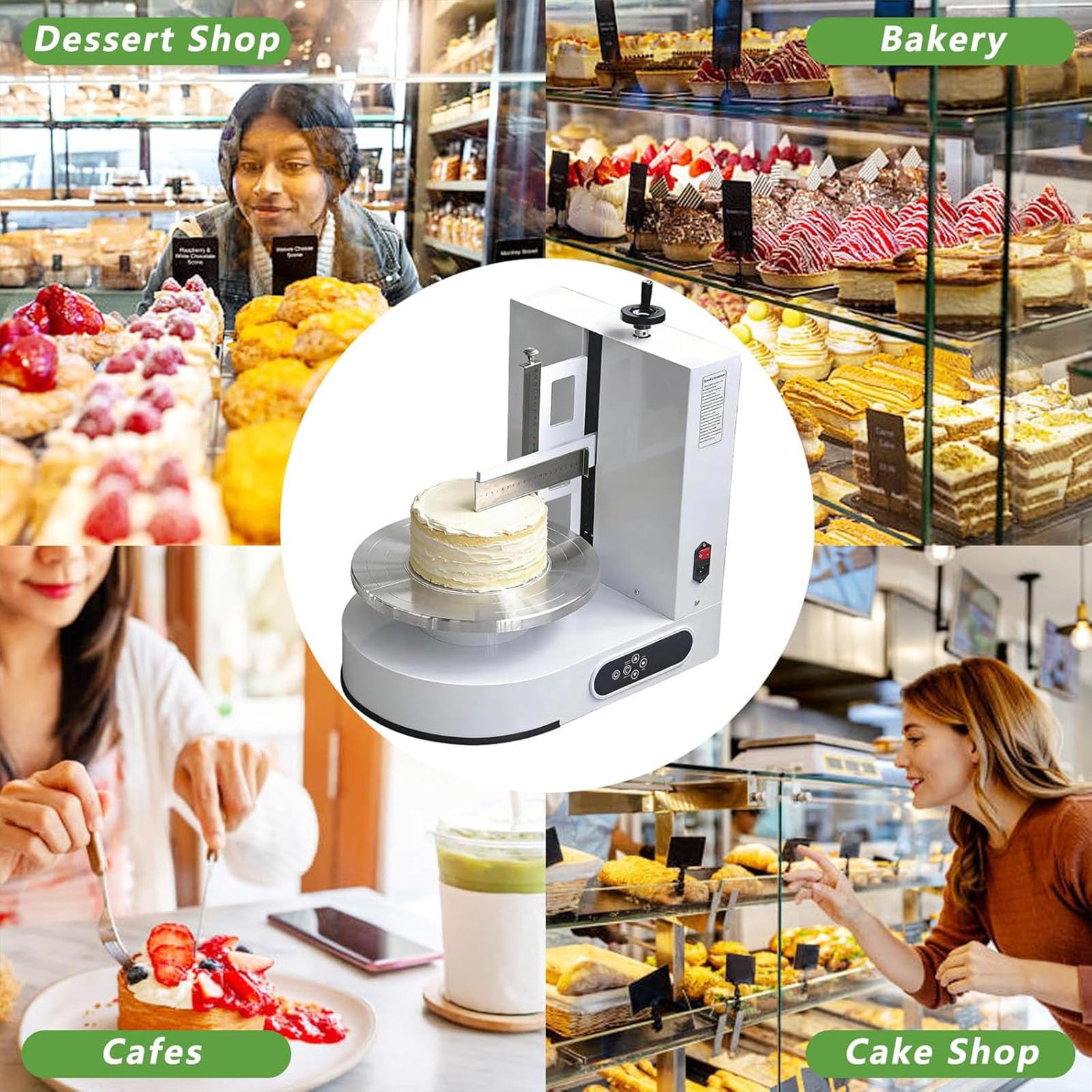 Máquina Automática Formación Hielo para Tartas Cumpleaños Raspador Tartas Ajustable 4a12 Pulgadas Máquina para Decorar Pasteles Formación Hielo para Tartas Cumpleaños,002
