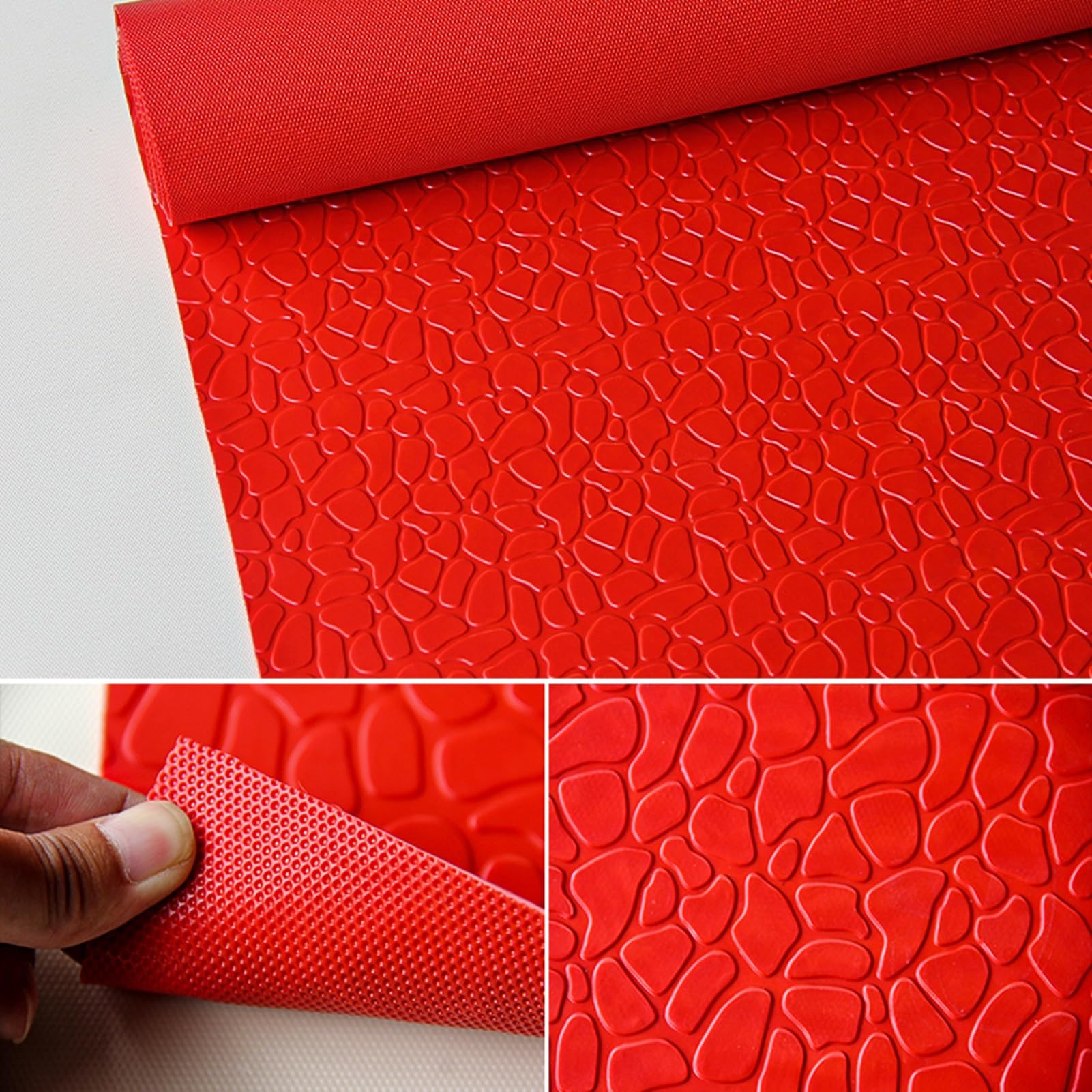 Gummimatte Gummimatten mit Einzigartigem Anti-Rutsch-Muster für Den Boden, Dekorativer Gummi-Garagenbodenbelag für Den Gesamten Boden, Garagenbodenbelag/Laufbandmatten(Red,1.2mx0.8m/3.9ftx2.6ft)