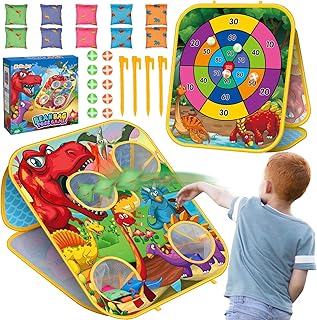 Bean Bag Toss Game Kids Outdoor Toys,Double-Sided Foldable Cornhole Board Backyard Beach Yard Outdoor Toys for Toddler, Outside Lawn Party Activities Toy Gift for Boys Girls Age 3 4 5 6 7 8