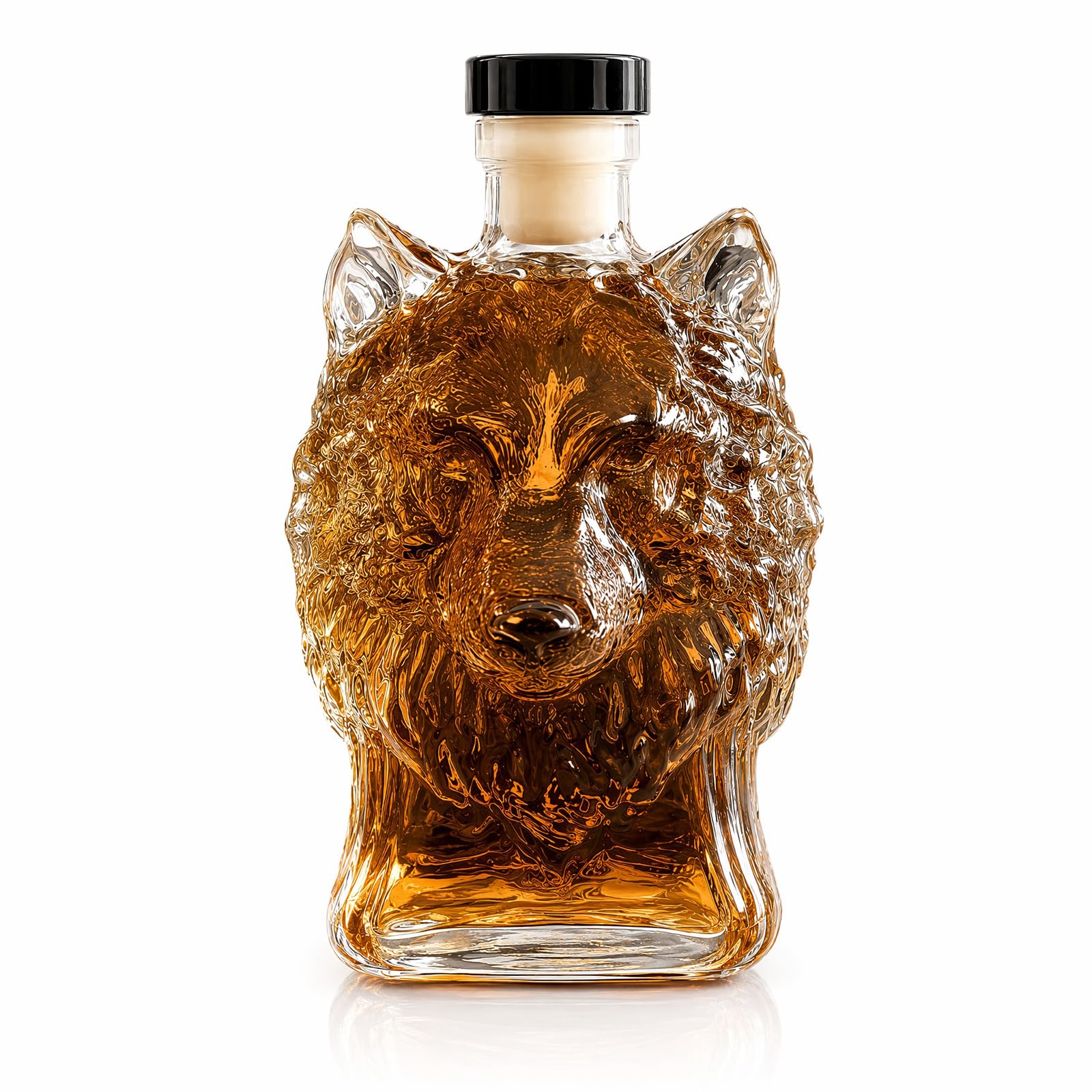 1pcs Whiskey Decanter, 350ml Wolf Head Glass Decanter
