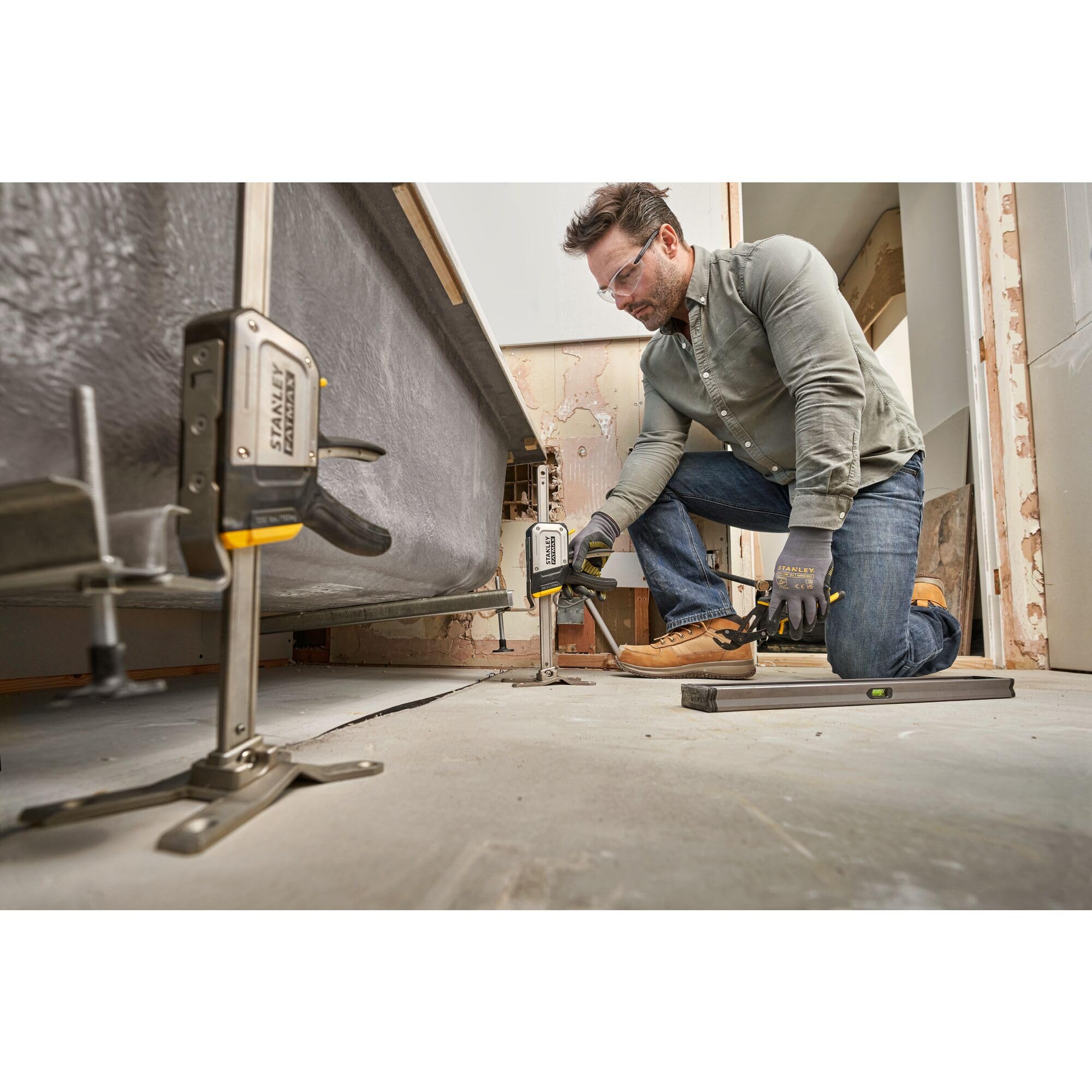 STANLEY FATMAX TradeLift Utensile multifunzionale per il sollevamento e la tenuta (fino a 150 kg), il livellamento (2,5 mm) e la distensione (fino a 220 mm) (confezione doppia), FMHT83552-1