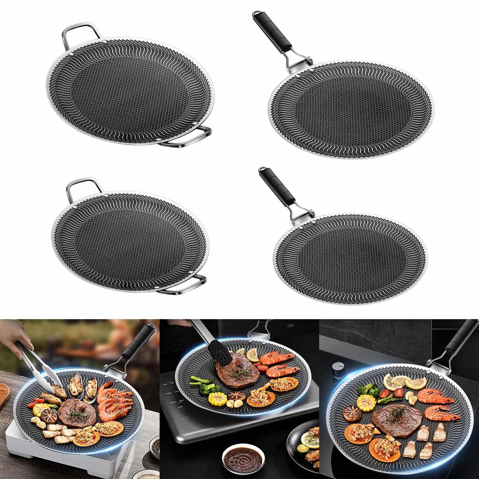 Zestaw nieprzywierających patelni do pieczenia ze stali nierdzewnej – naczynia do grillowania i pieczenia dla smakoszy do grillowania i pieczenia