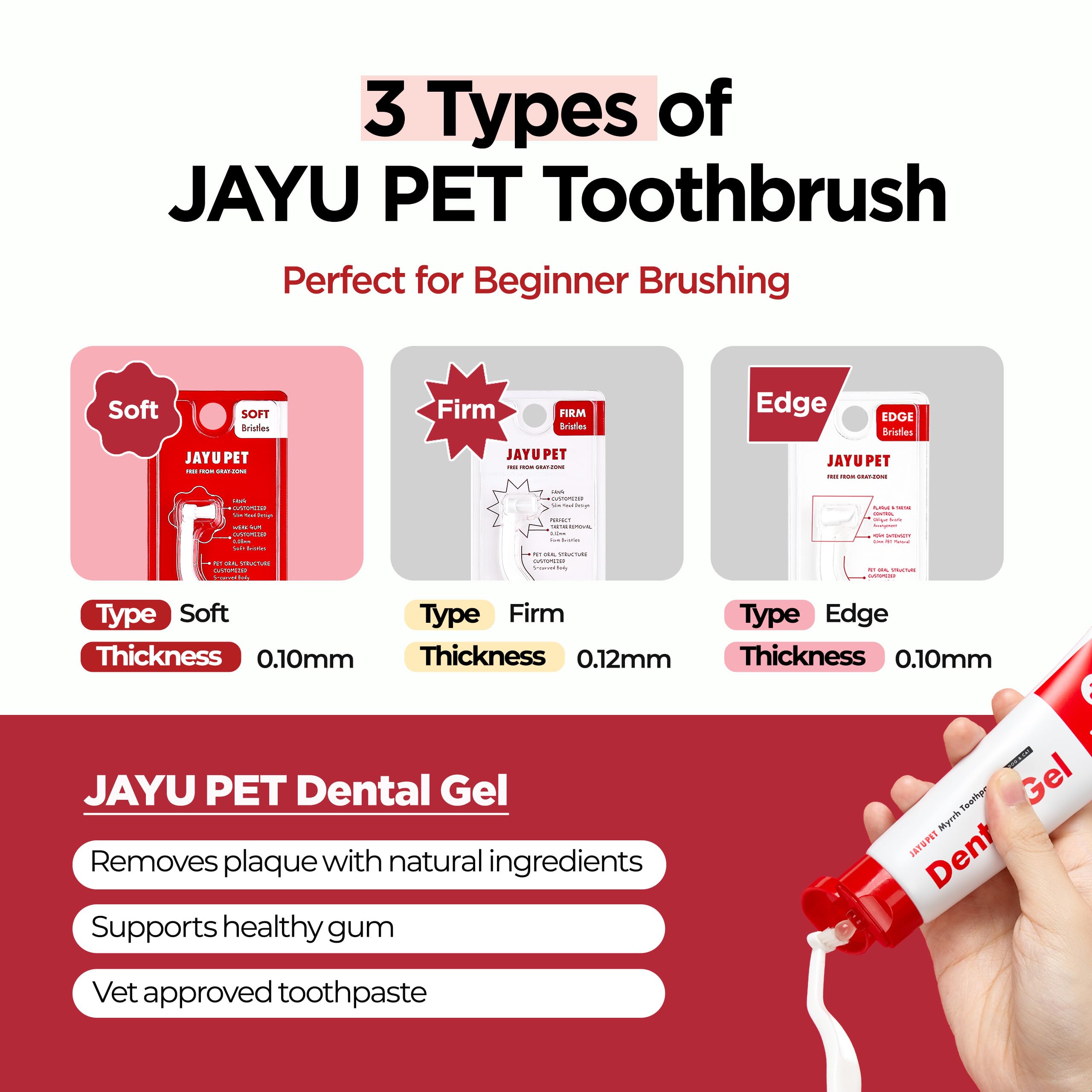 JAYU PET Brosse de soins dentaires – Brosse à dents pour chien et contrôle du tartre | Brossage des dents de chat et nettoyage facile | Soins dentaires pour animaux de compagnie avec poils doux (10