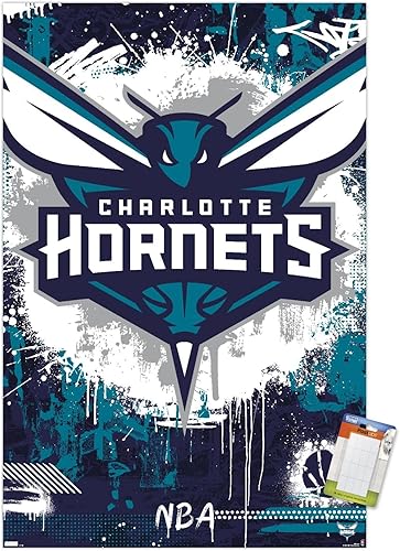 Trends International NBA Charlotte Hornets - Póster de pared con logotipo Maximalist 23