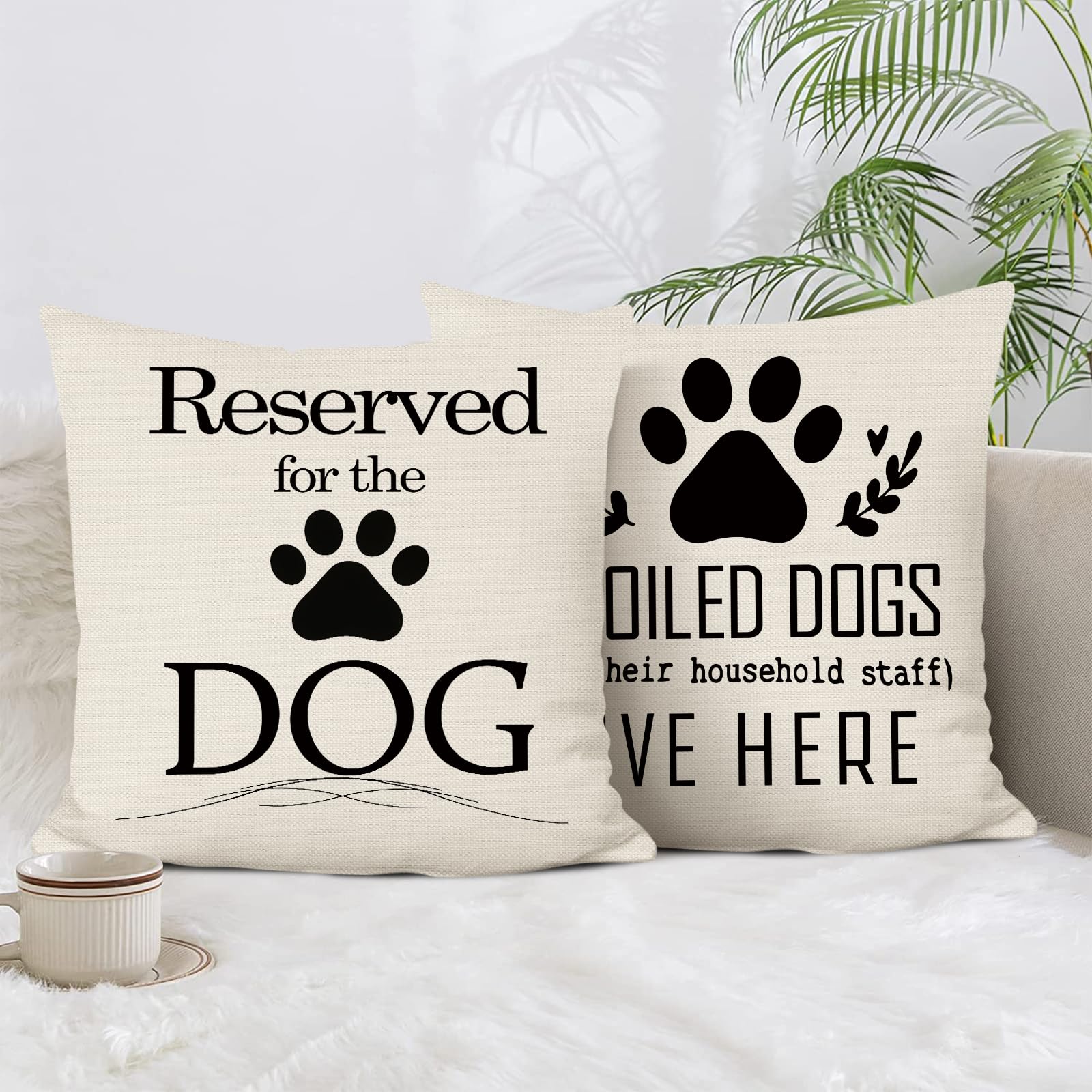 BREASOME Cushion Covers 45 x 45 cm Set of 4 Dog Design Animal Print Cushion Covers Linen Decorative Square Throw Pillow Cases for Sofa Couch Bedroom Living Room - Image 2