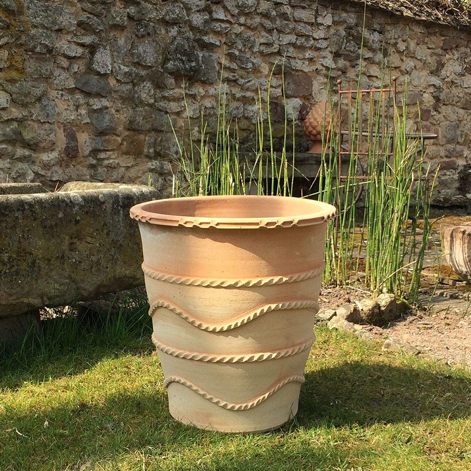 Palatina Werkstatt Vaso da fiori alto di Creta, 50 cm, in terracotta, resistente al gelo, per piantare acanto, 50 cm
