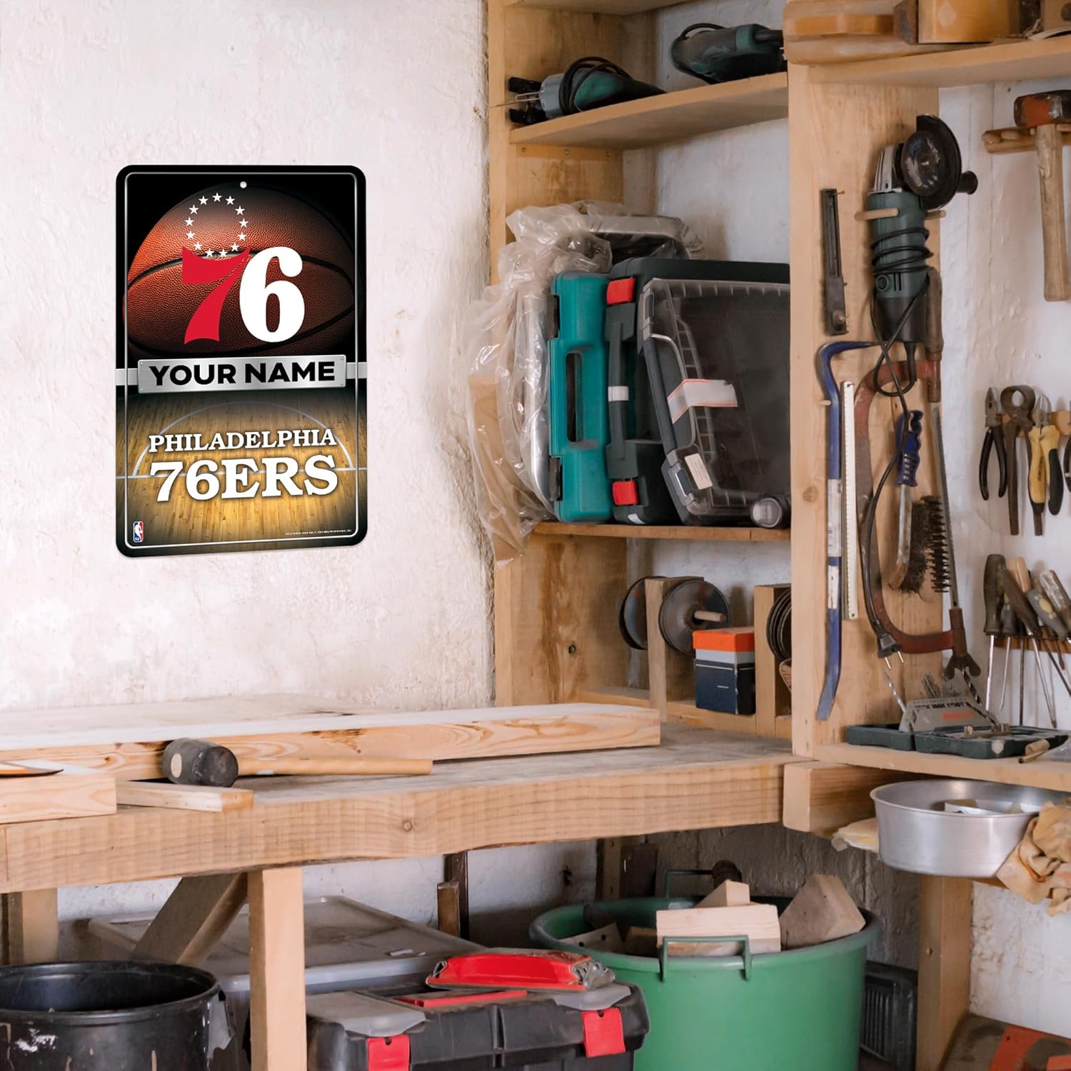 Rico Industries NBA Basketball Standard Personalized 11" x 17" Large Metal Home Decor Sign