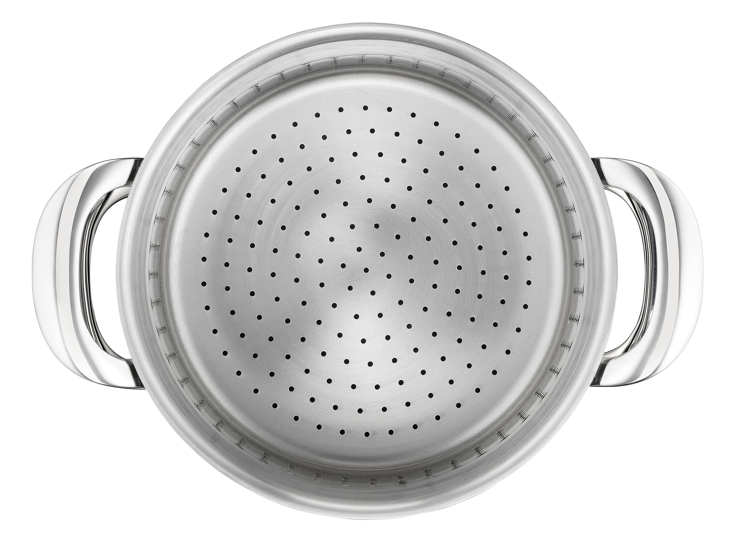 Lagostina Emozione Panier Perforé pour Pastaiola en Acier Inoxydable 18/10, Ø 20 cm, Panier à Pâtes pour Égoutter Rapidement les Aliments, avec de Grandes Poignées Soudées, Lavable au Lave-Vaisselle