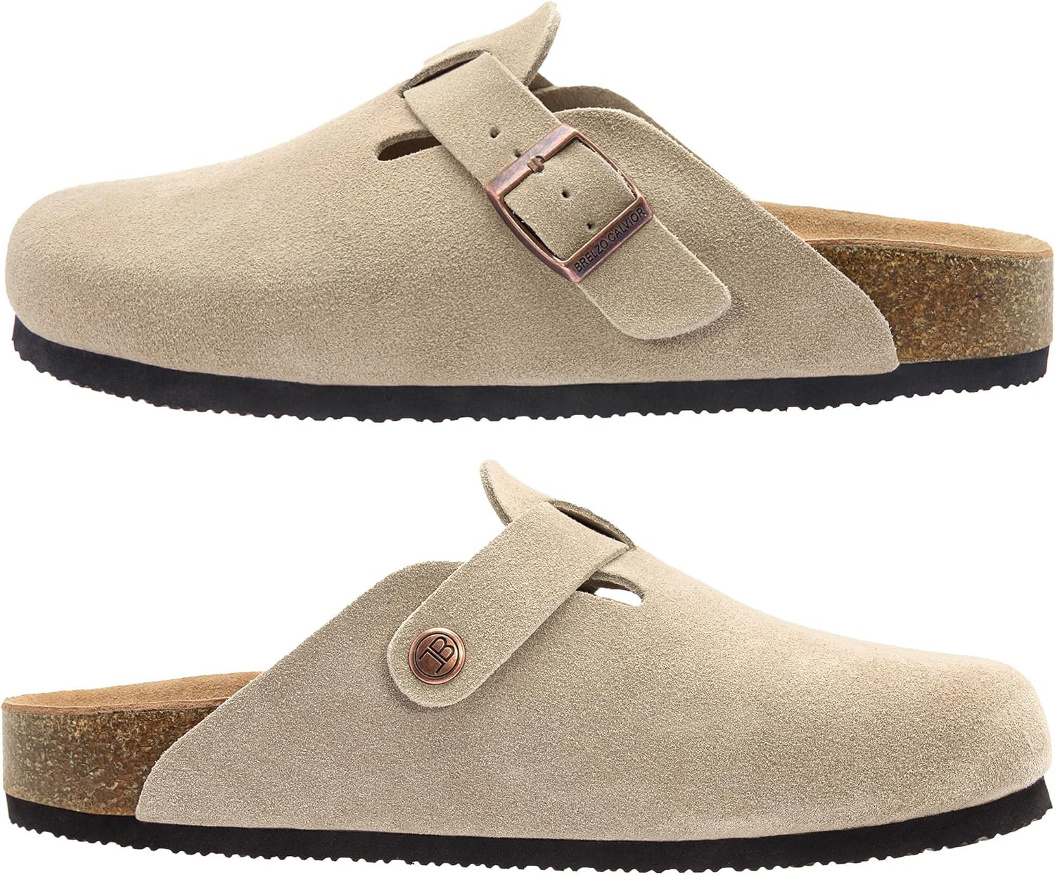 Women's Suede Clogs Men's Slip-On Mules Non-Slip Potato Shoes Arch Support Sandals with Adjustable Buckle for Indoor & Outdoor Use - Image 7