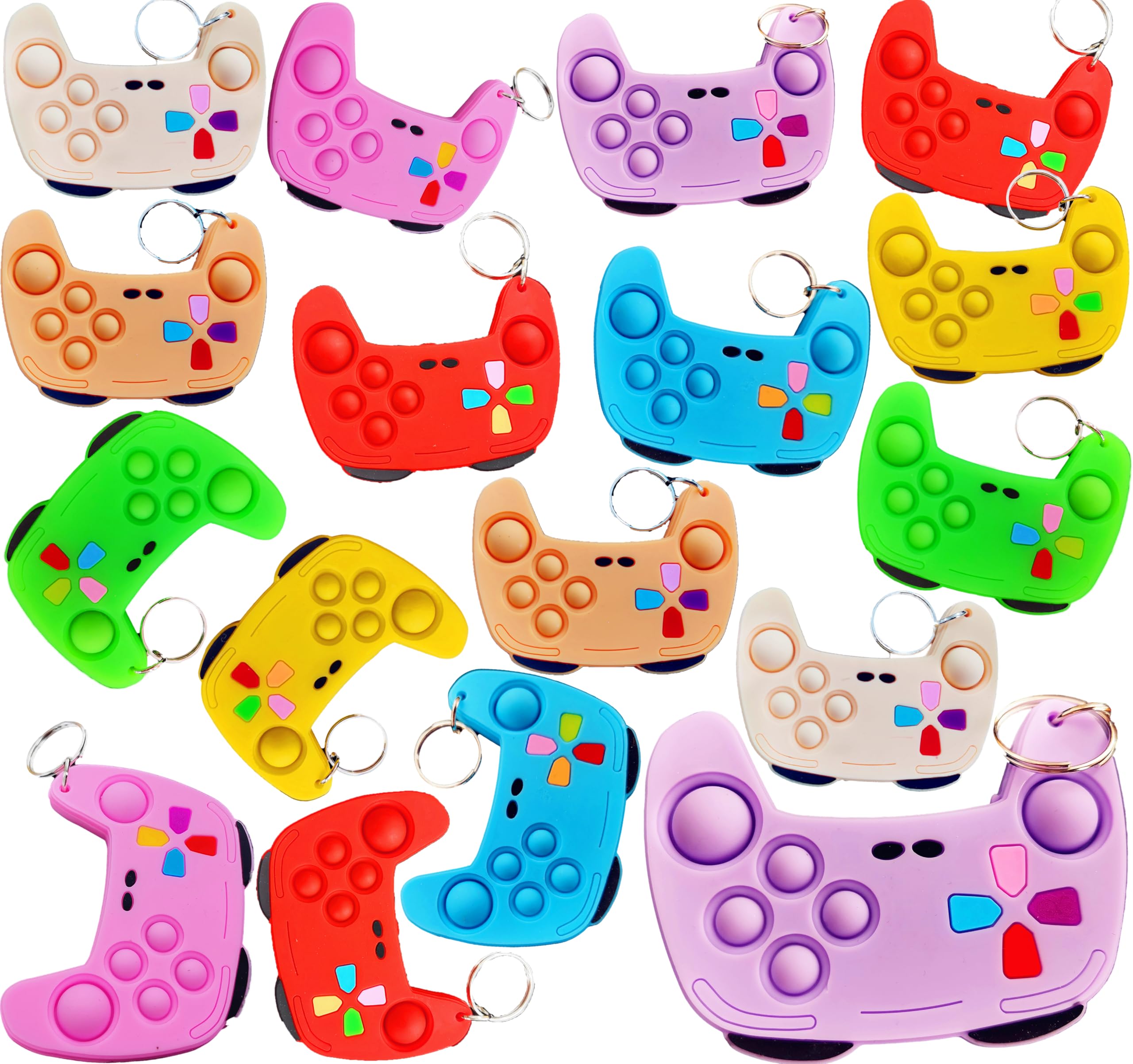 24 Packs Bulk Game Controllers Mini pop Fidget Keychain，Birthday Party Favors Supplies and Classroom Summer Student Prize Gifts