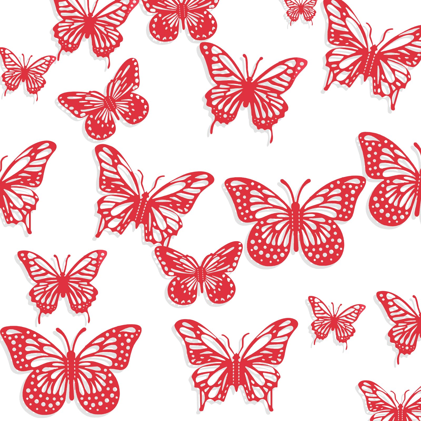 SHENGSEN72 Pieces 3D Butterfly Wall Decor Red Butterfly Decorations for Birthday Cake Wall Room Decor（4 Styles 3 Size)