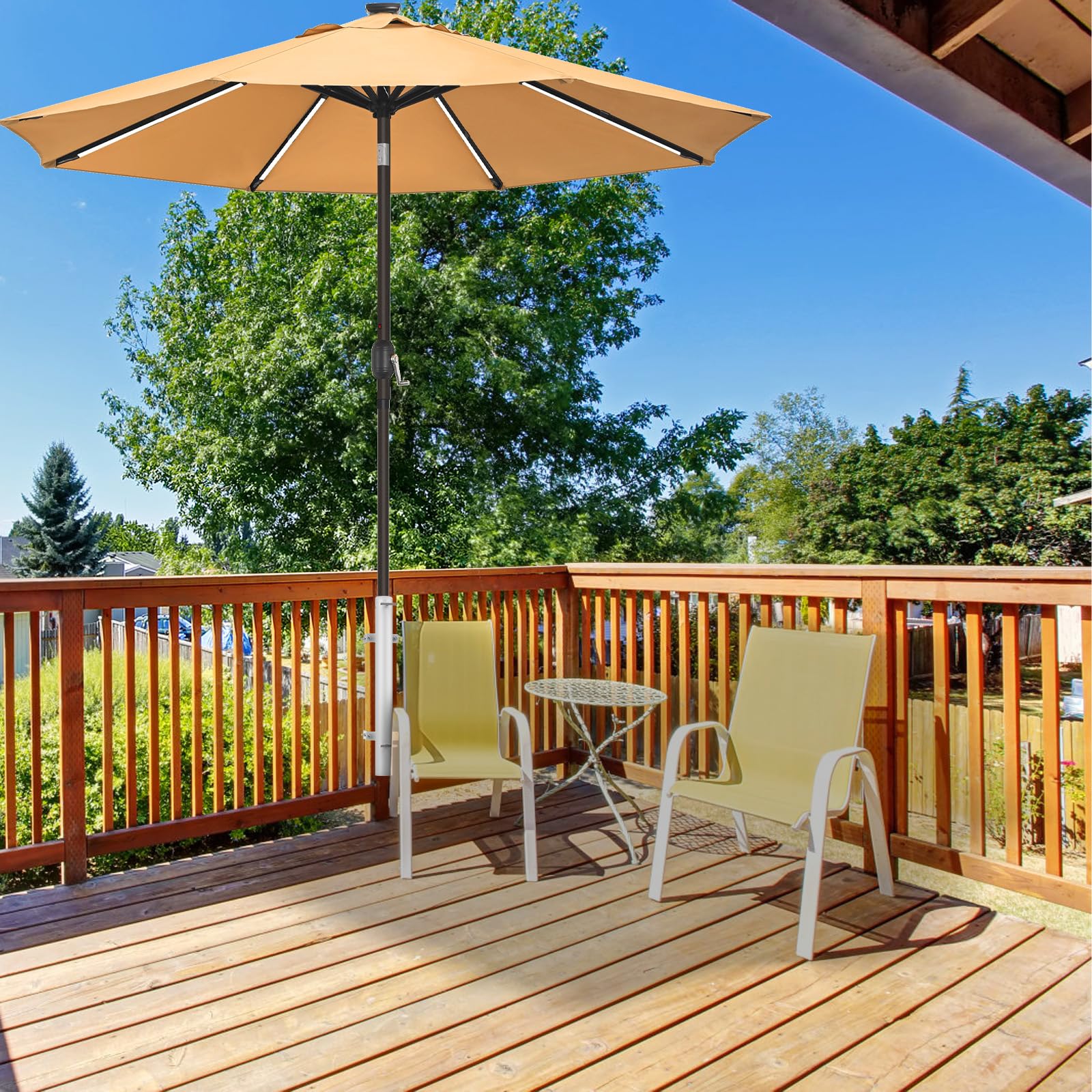 Dolibest Zacisk do parasola, balkon, uchwyt na parasol tarasowy, rura, płot, uchwyt do montażu na blacie, regulowany klips mocujący parasol przeciwsłoneczny, oszczędność miejsca, z 3 tulejami na