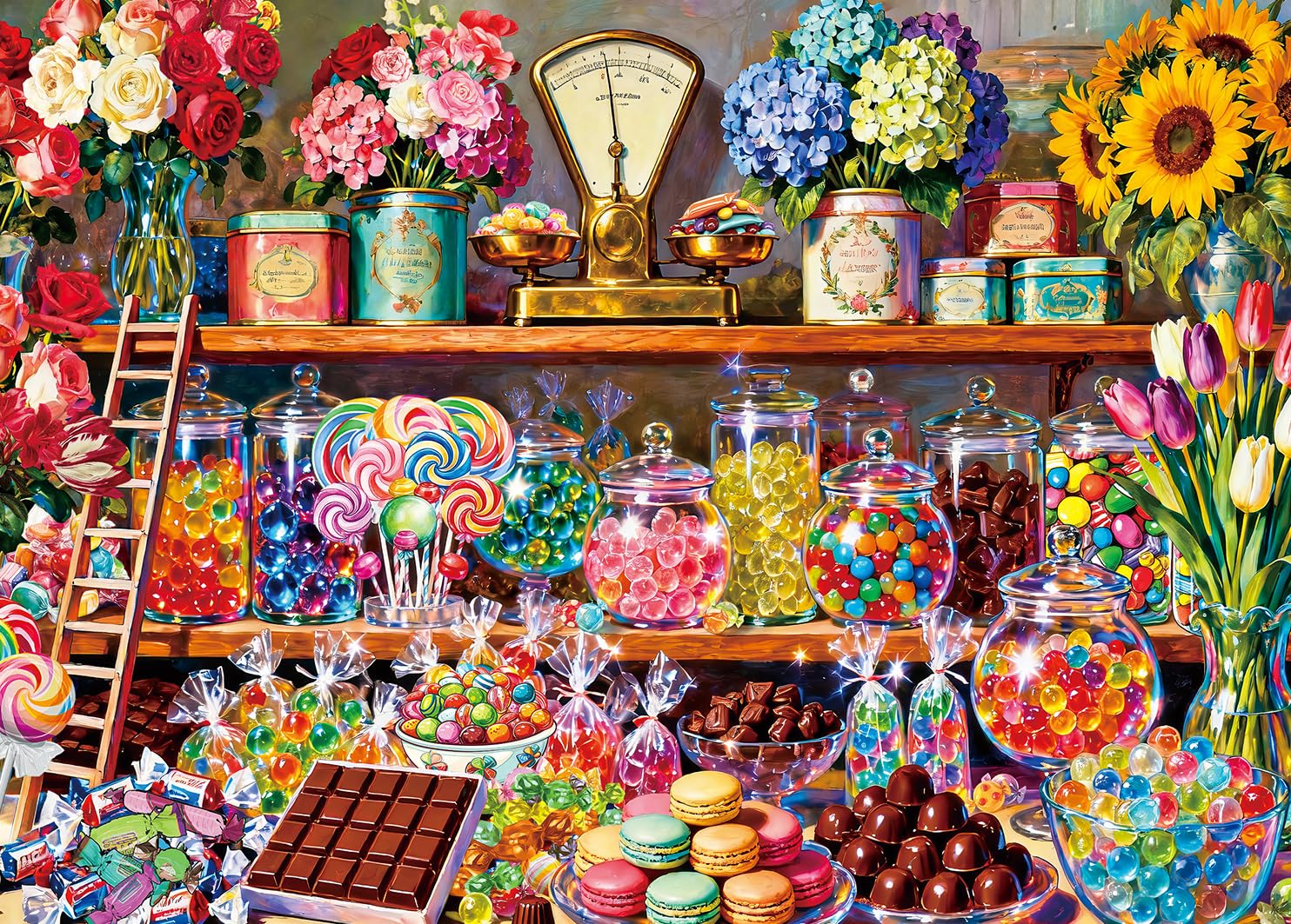 Puzzles 1000 Pieces for Adults jigsaw puzzles for adults-Sweet Candy Shop-1000 Piece Puzzle Classic Educational Games Beautiful Puzzle — image 1