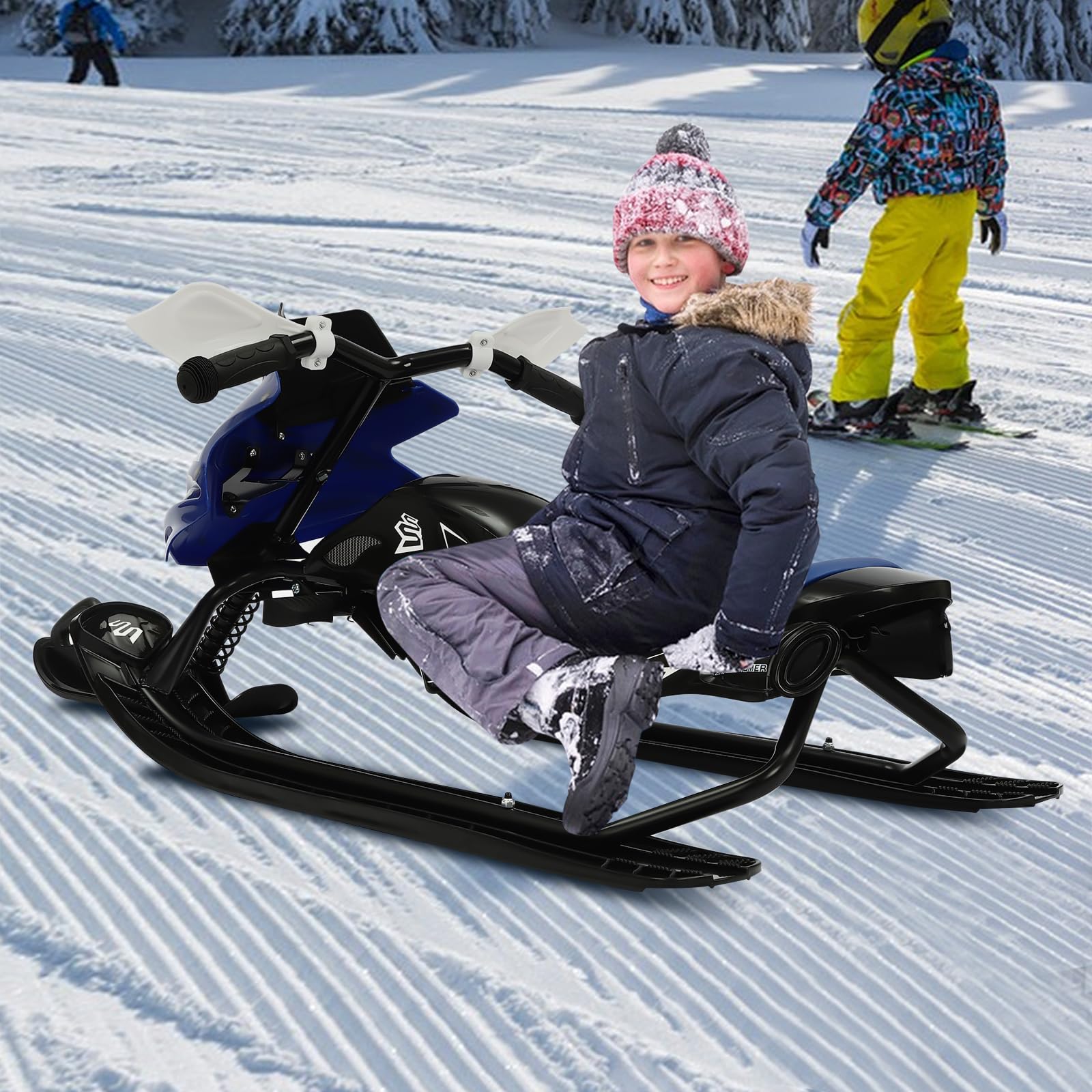 Luge de direction pour enfants à partir de 3 ans - Charge maximale : 80 kg - Avec frein de sécurité et corde de traction - Siège réglable - Design pour enfants - 124 x 51 x 43,5 cm