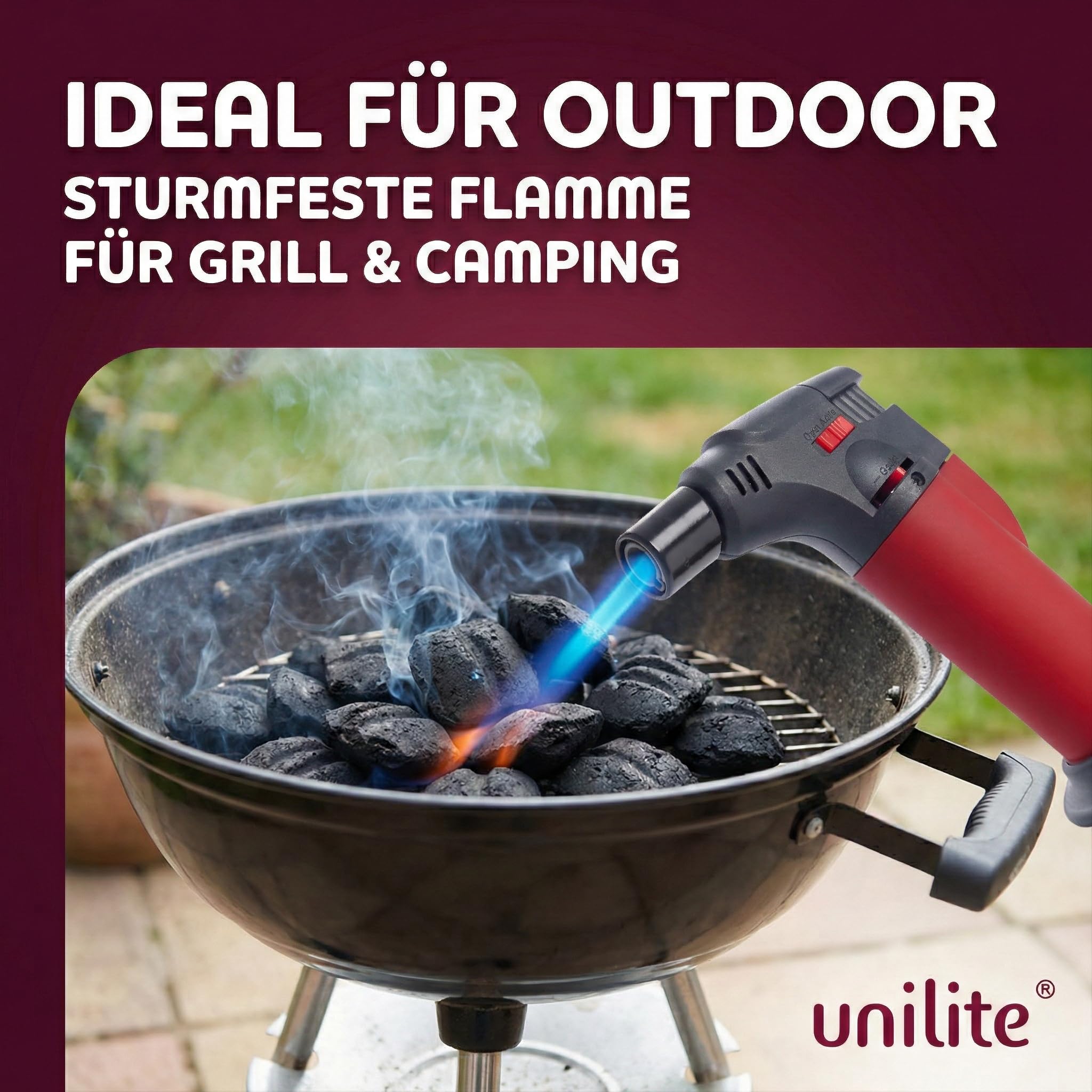 UNILITE Feuerzeug MIT Gas - Sturmfeuerzeug Gas Brenner mit Jet Flamme – nachfüllbar – 4 Stück im Set – Jetflame – Nachfüller – Elektronik Feuerzeug - Feuerzeuge