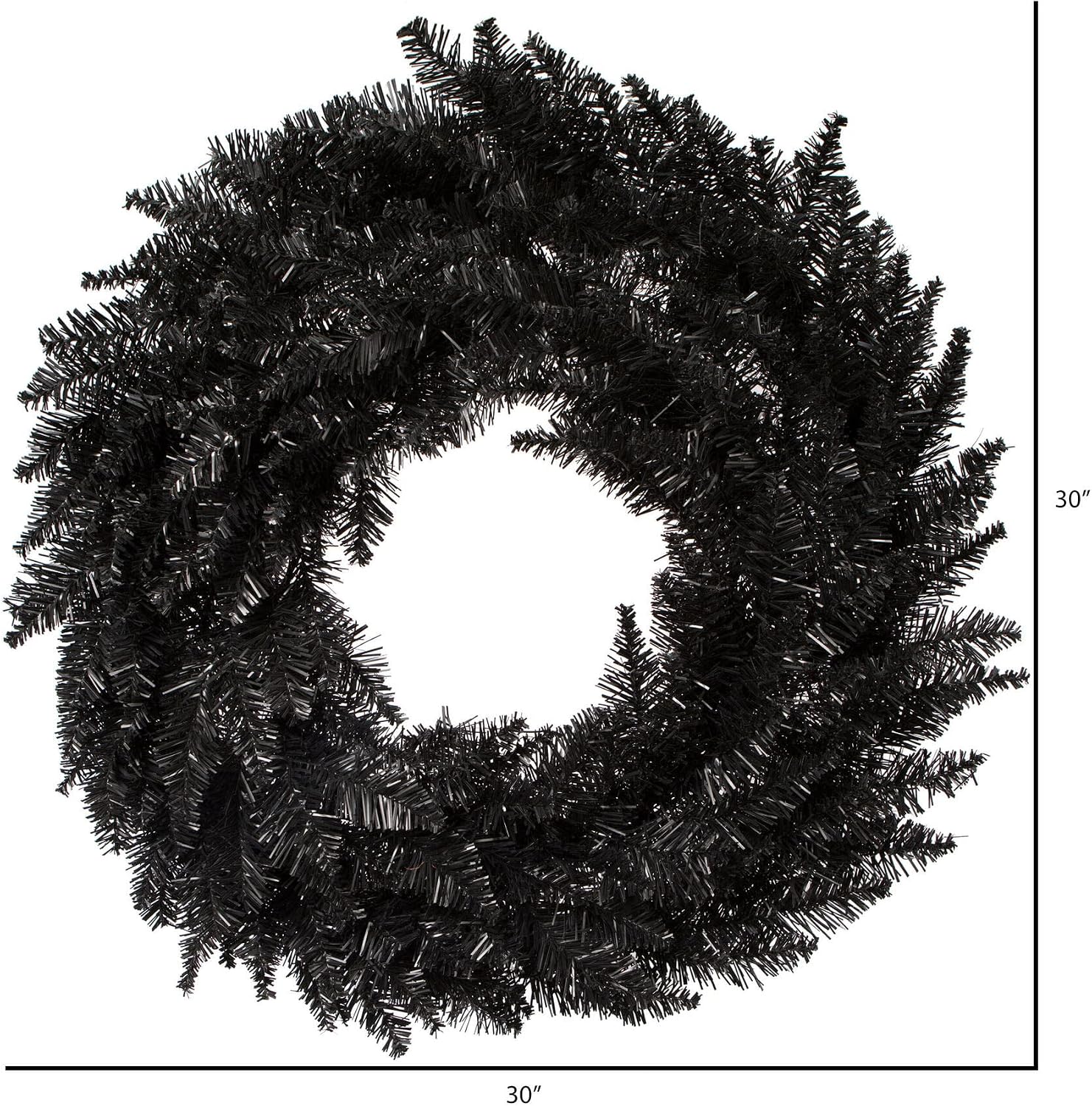 Vickerman 30" Black Fir Artificial Christmas Wreath, Unlit - Faux Christmas Wreath - Indoor Seasonal Home Decor