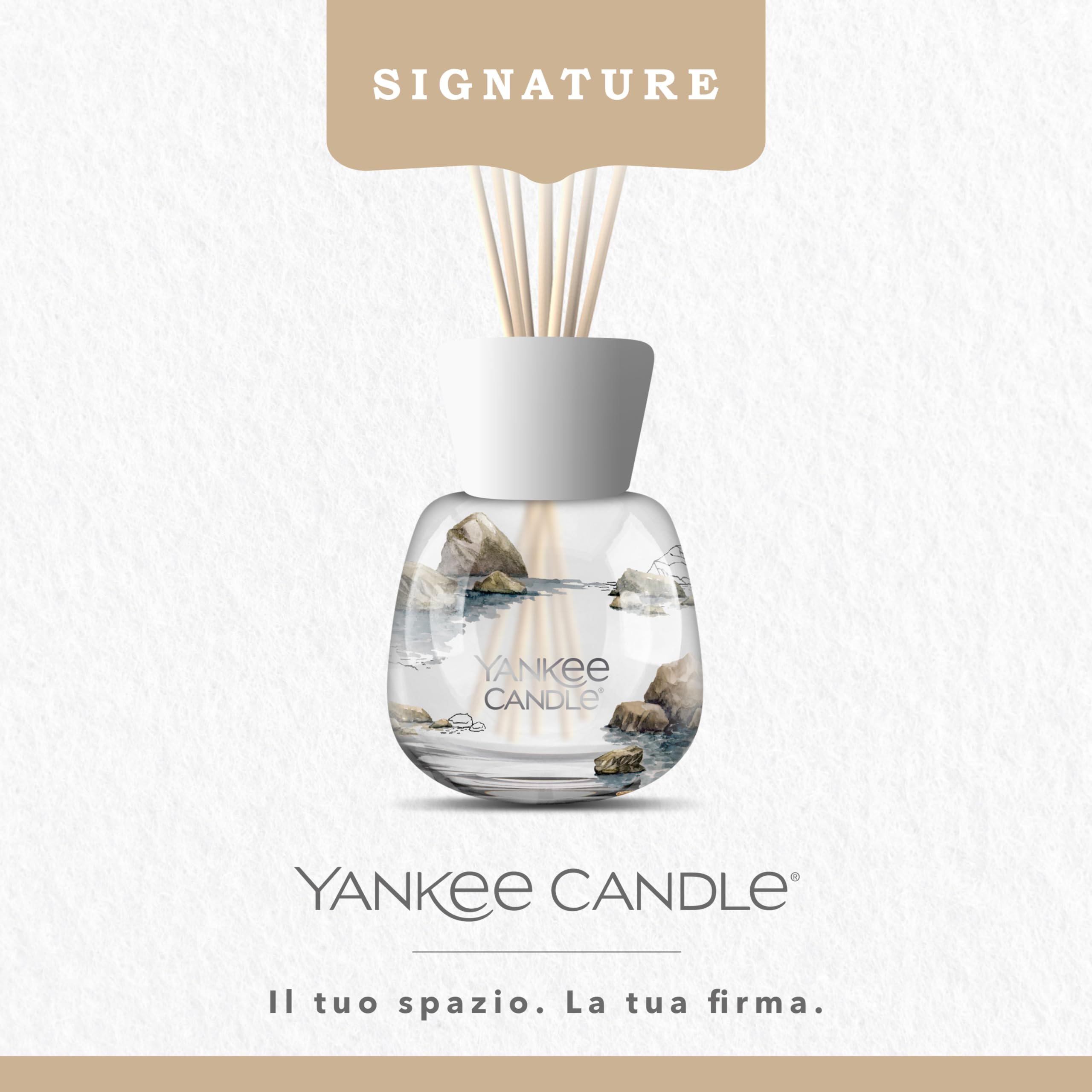 Yankee Candle Signature Diffusore a bastoncini | Ambra & Sandalo | 100 ml | Fino a 10 settimane di fragranza | Confezione riciclabile | Un regalo perfetto per una donna