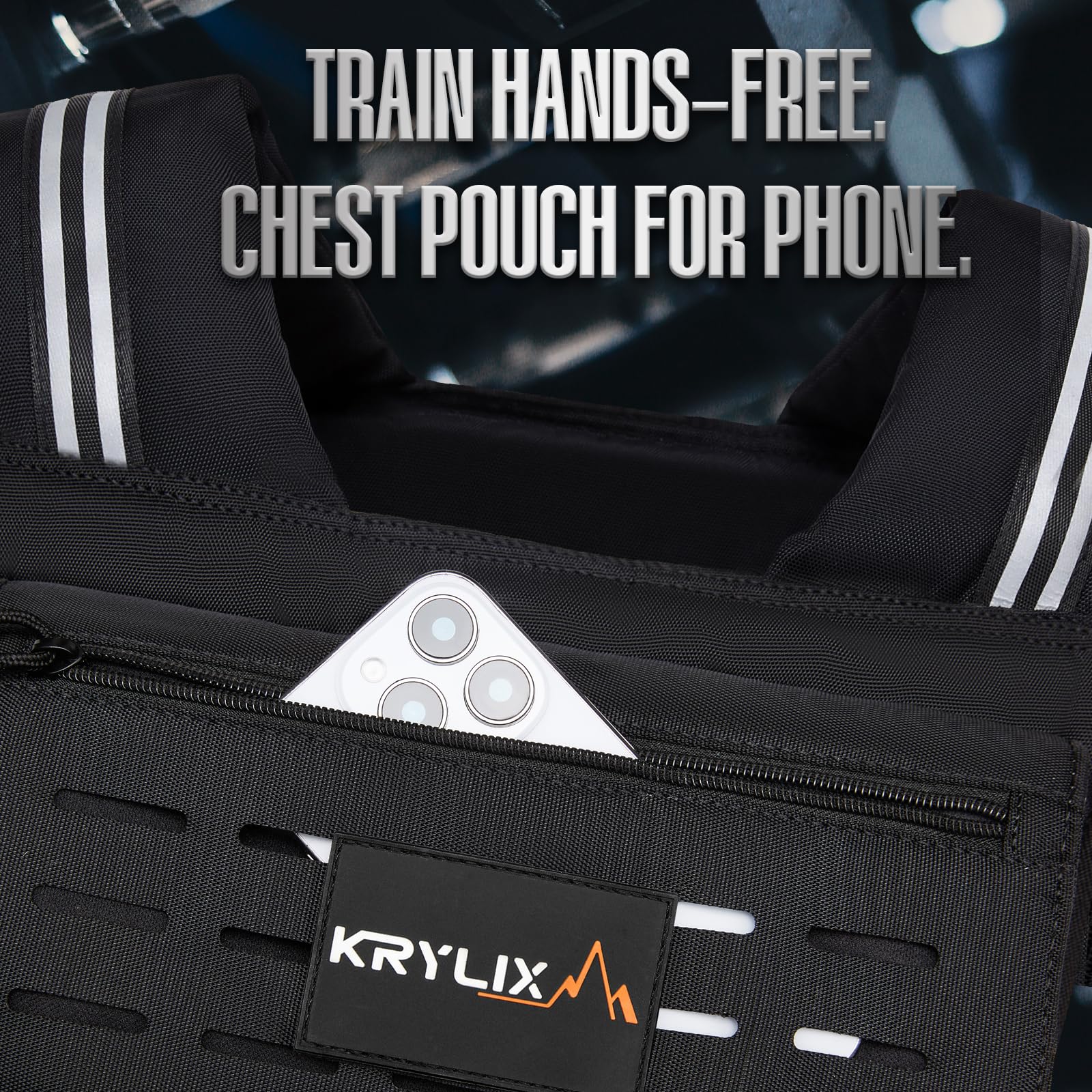 KRYLIX Verstellbare Gewichtsweste 0-20 kg mit Front-Storage-Fach; Hergestellt aus herausnehmbaren Eisenplatten für Muskelaufbau-Training; Sichere Taillepassform für Männer; Taktik-Militär Tarnung