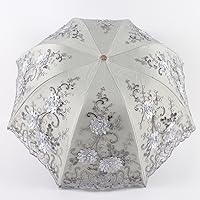 Vista 174 de Honeystore Sombrilla bordada con flor 3D plegable UV con encaje clásico