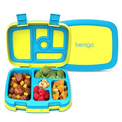 Bentgo Kids Brights Leak-Proof, 5-Compartment Bento-Style Kids Lunch Box Ideal Portion Sizes for Ages 3 to 7 BPA-Free and Food-Safe Materials (Citrus Yellow)
